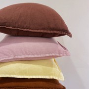 100% Belgium Linen Vintage Washed Cushion - Cocoa gallery detail image