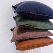 100% Belgium Linen Vintage Washed Cushion - Cocoa gallery detail image