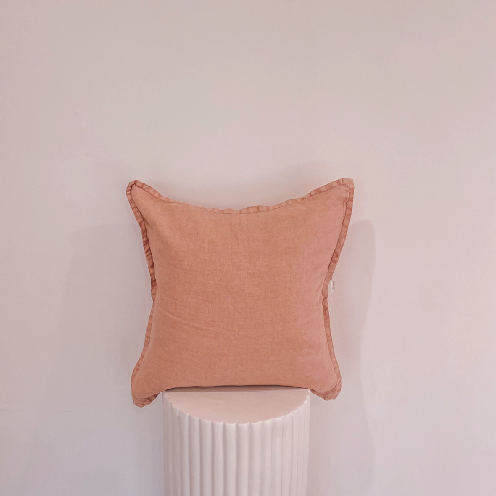 100% Belgium Linen Vintage Washed Cushion - Dusty Rose gallery detail image