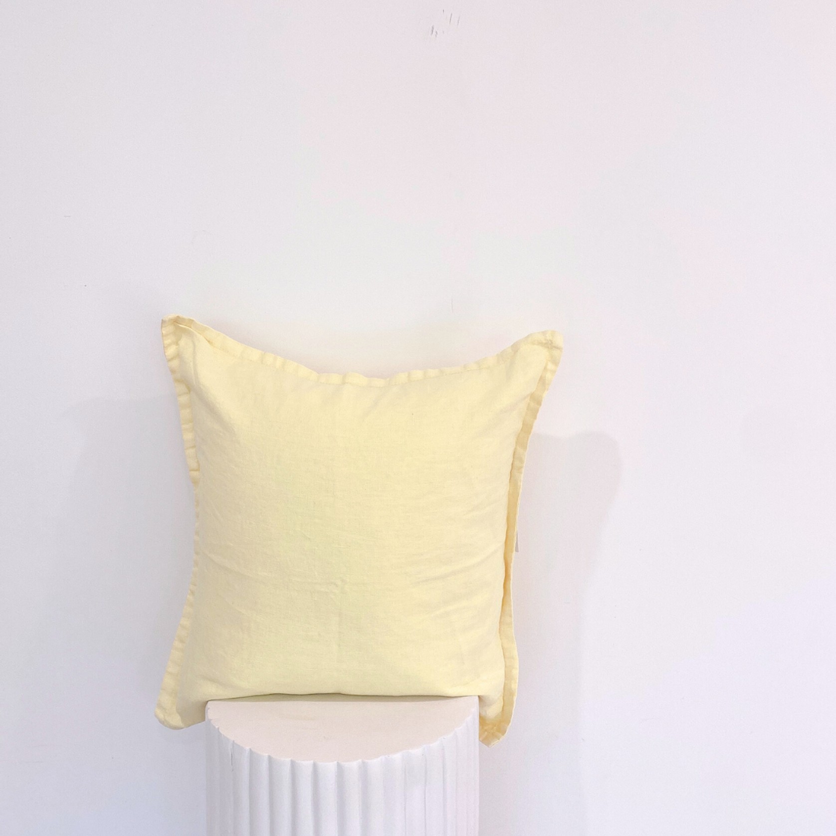 100% Belgium Linen Vintage Washed Cushion - Lemoncello gallery detail image