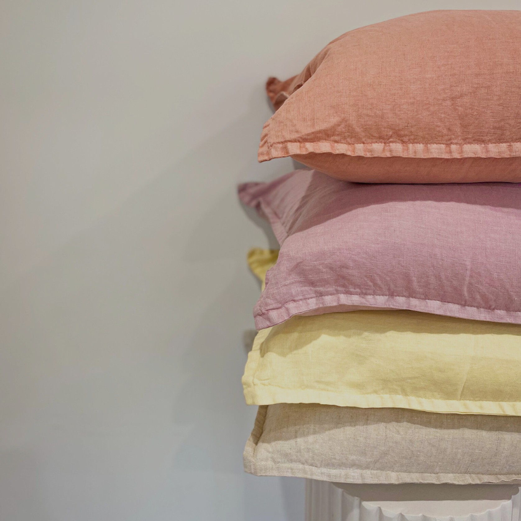 100% Belgium Linen Vintage Washed Cushion - Lilac gallery detail image
