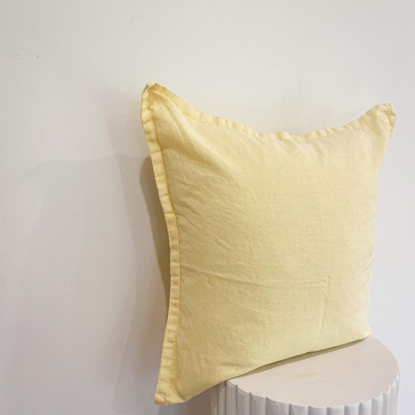 100% Belgium Linen Vintage Washed Cushion - Lemoncello gallery detail image