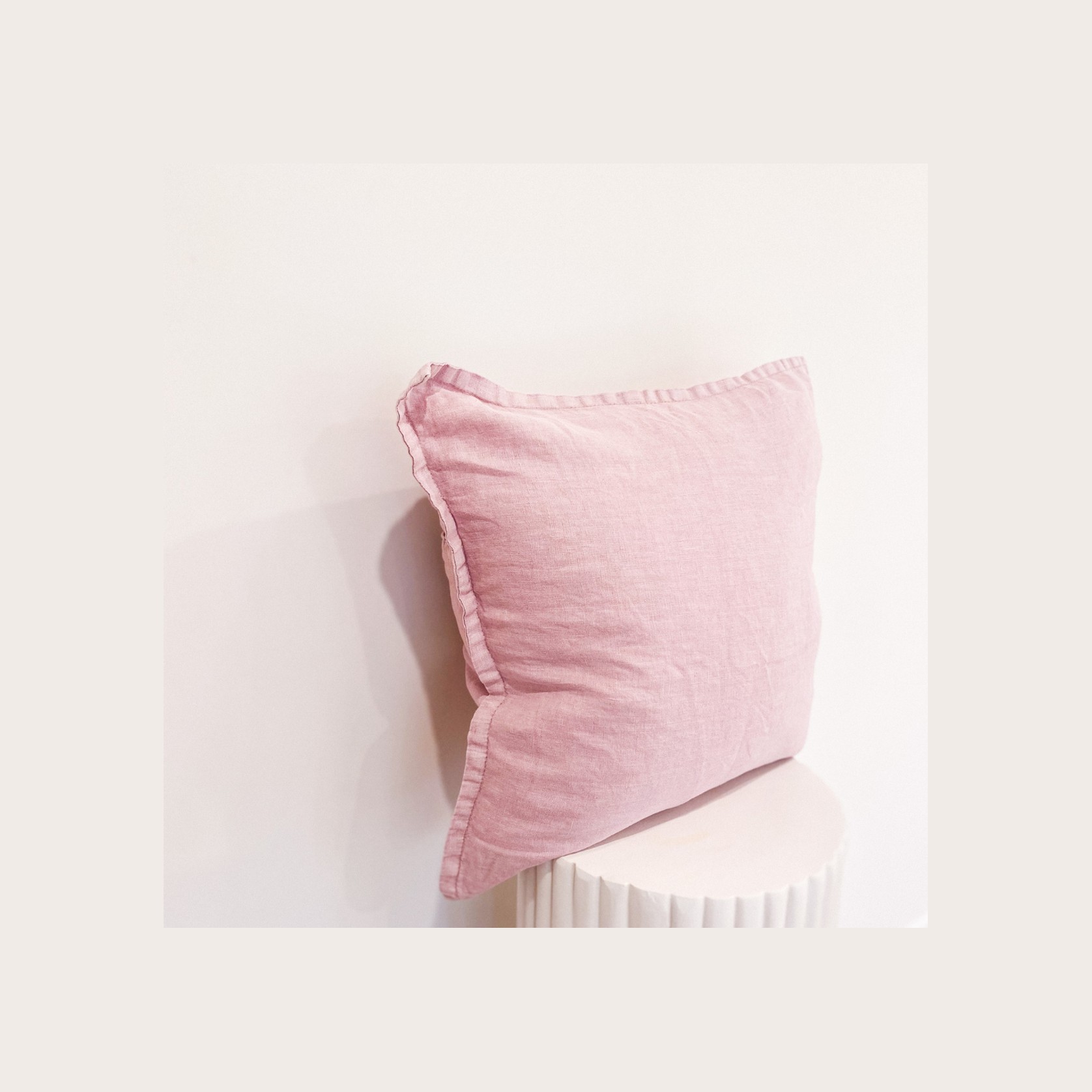 100% Belgium Linen Vintage Washed Cushion - Lilac gallery detail image