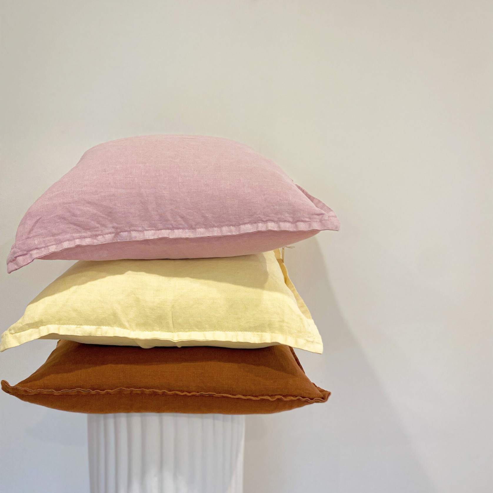 100% Belgium Linen Vintage Washed Cushion - Lilac gallery detail image