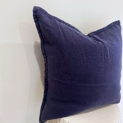 100% Belgium Linen Vintage Washed Cushion - Navy gallery detail image
