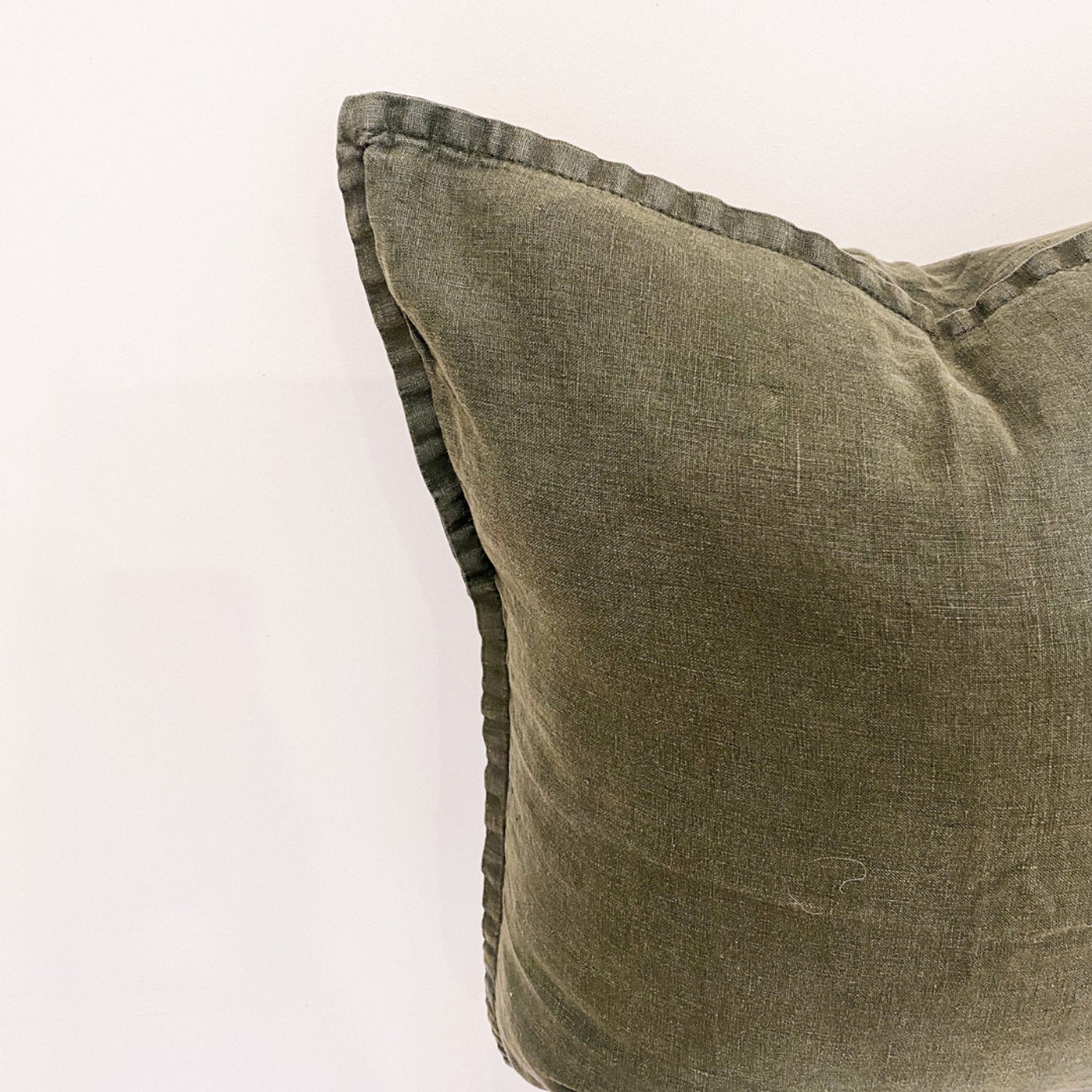 100% Belgium Linen Vintage Washed Cushion - Pine gallery detail image