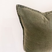 100% Belgium Linen Vintage Washed Cushion - Pine gallery detail image