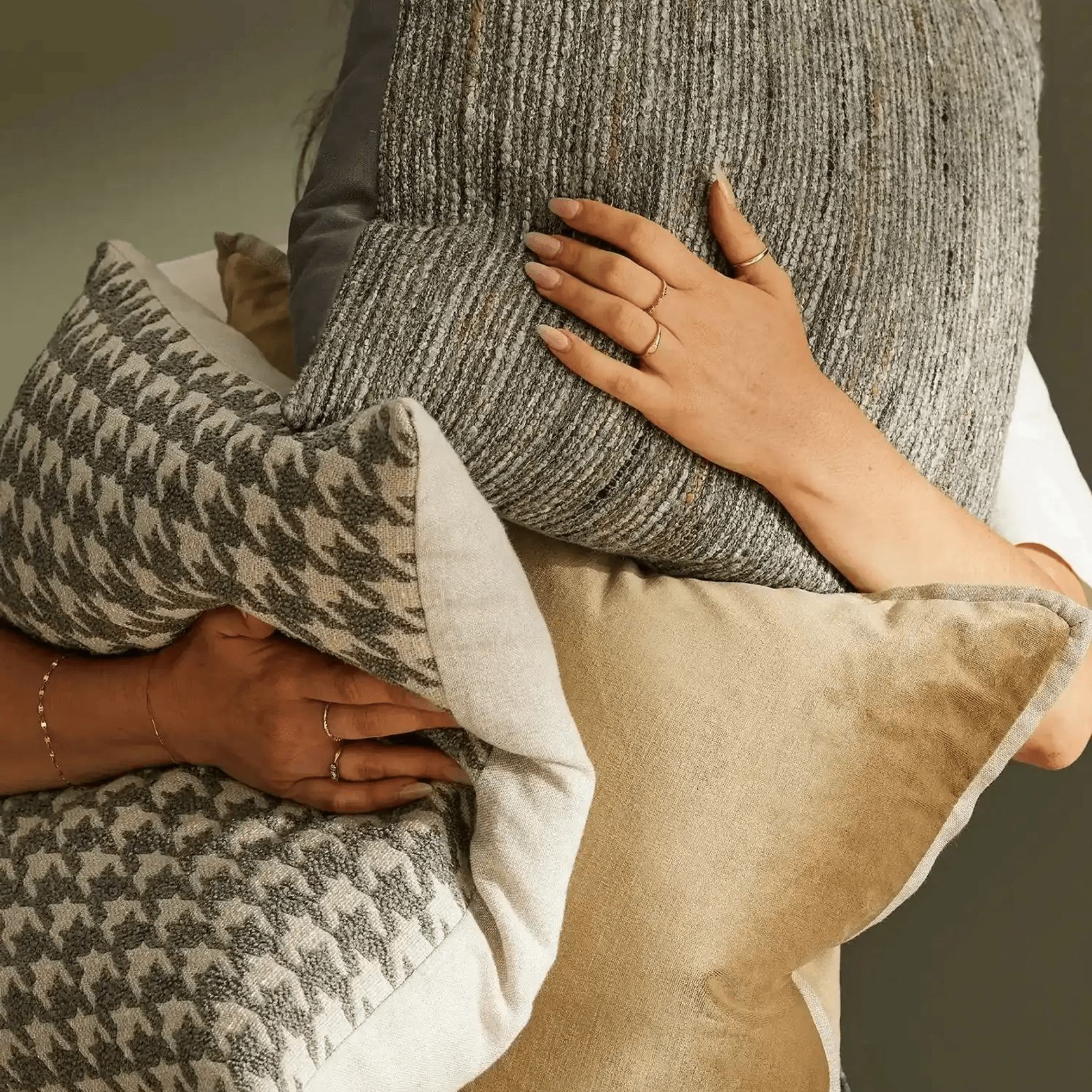 Weave Home Giovanni Cushion - Mist | Bouclé Houndstooth gallery detail image