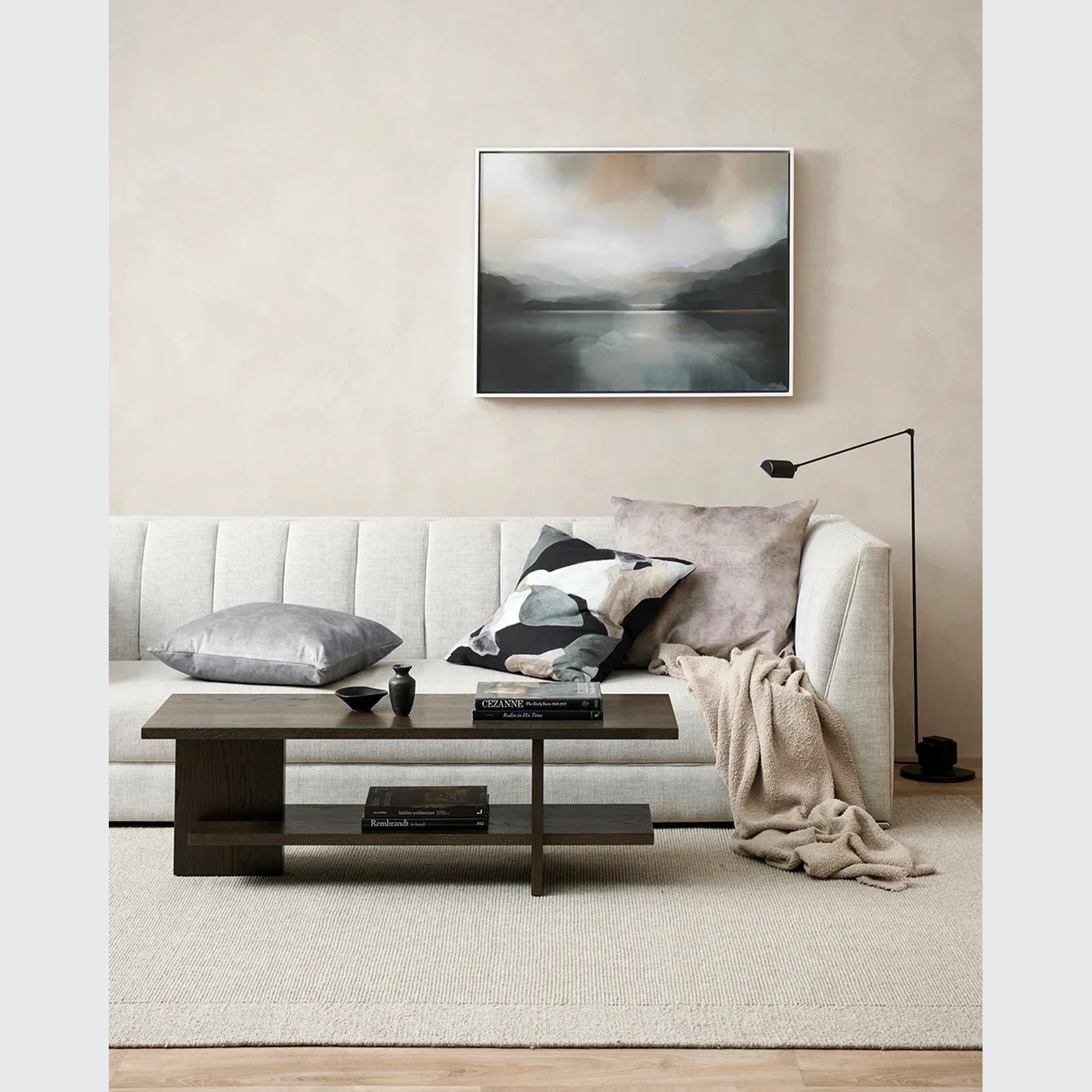 Baya Aalto Cushion - Mist | Abstract Print | 55 x 55cm gallery detail image