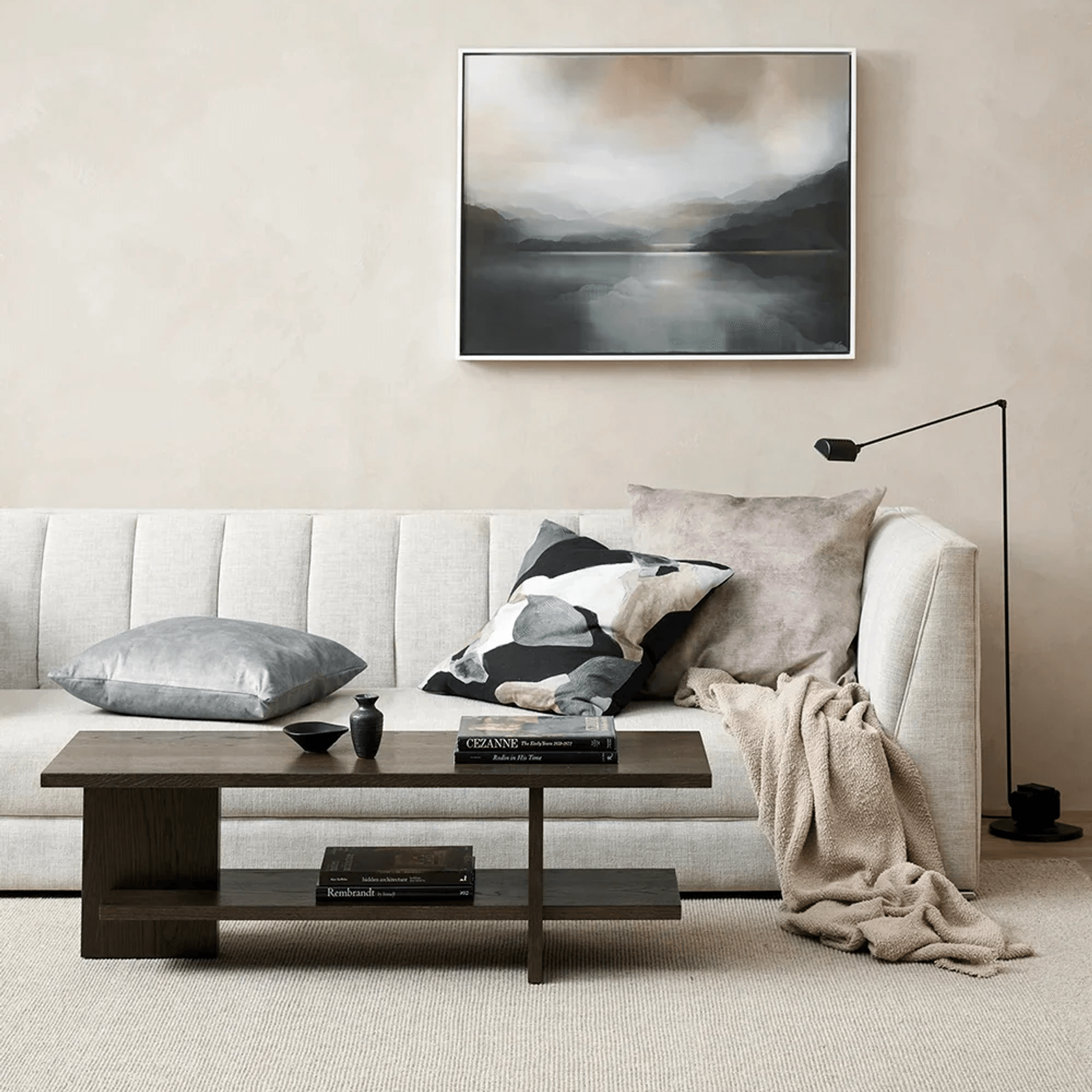 Baya Aalto Cushion - Mist | Abstract Print | 55 x 55cm gallery detail image