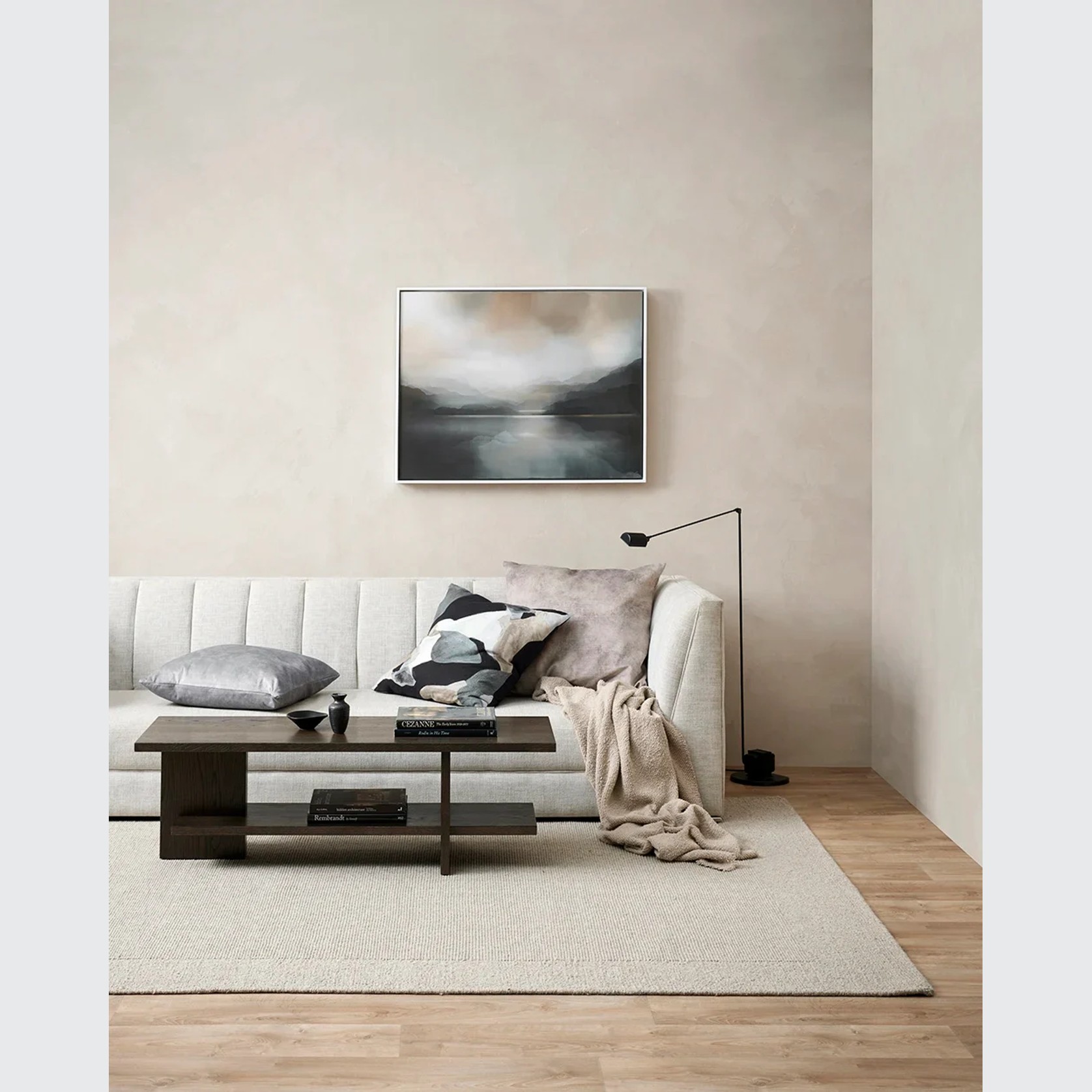 Baya Aalto Cushion - Mist | Abstract Print | 55 x 55cm gallery detail image