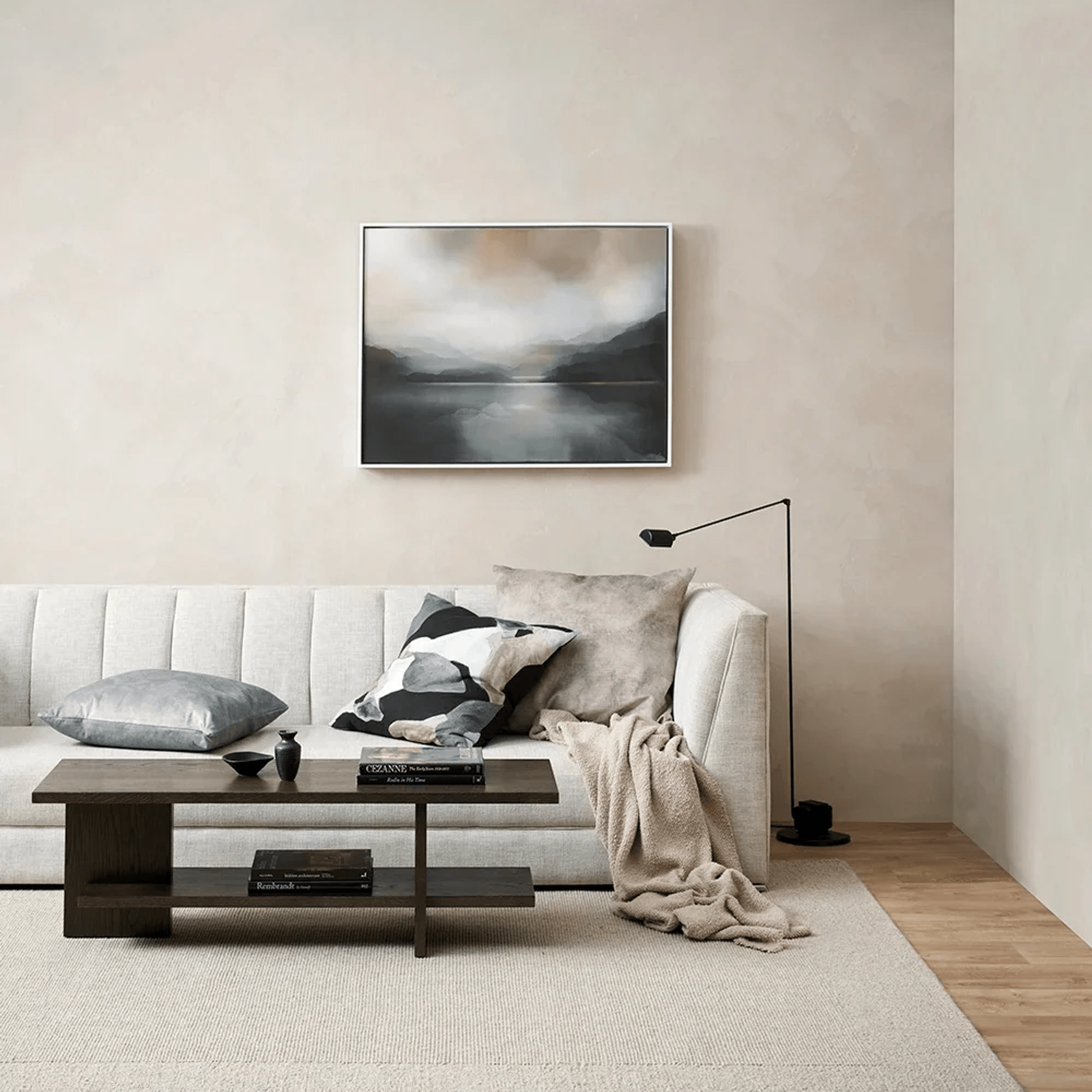 Baya Aalto Cushion - Mist | Abstract Print | 55 x 55cm gallery detail image