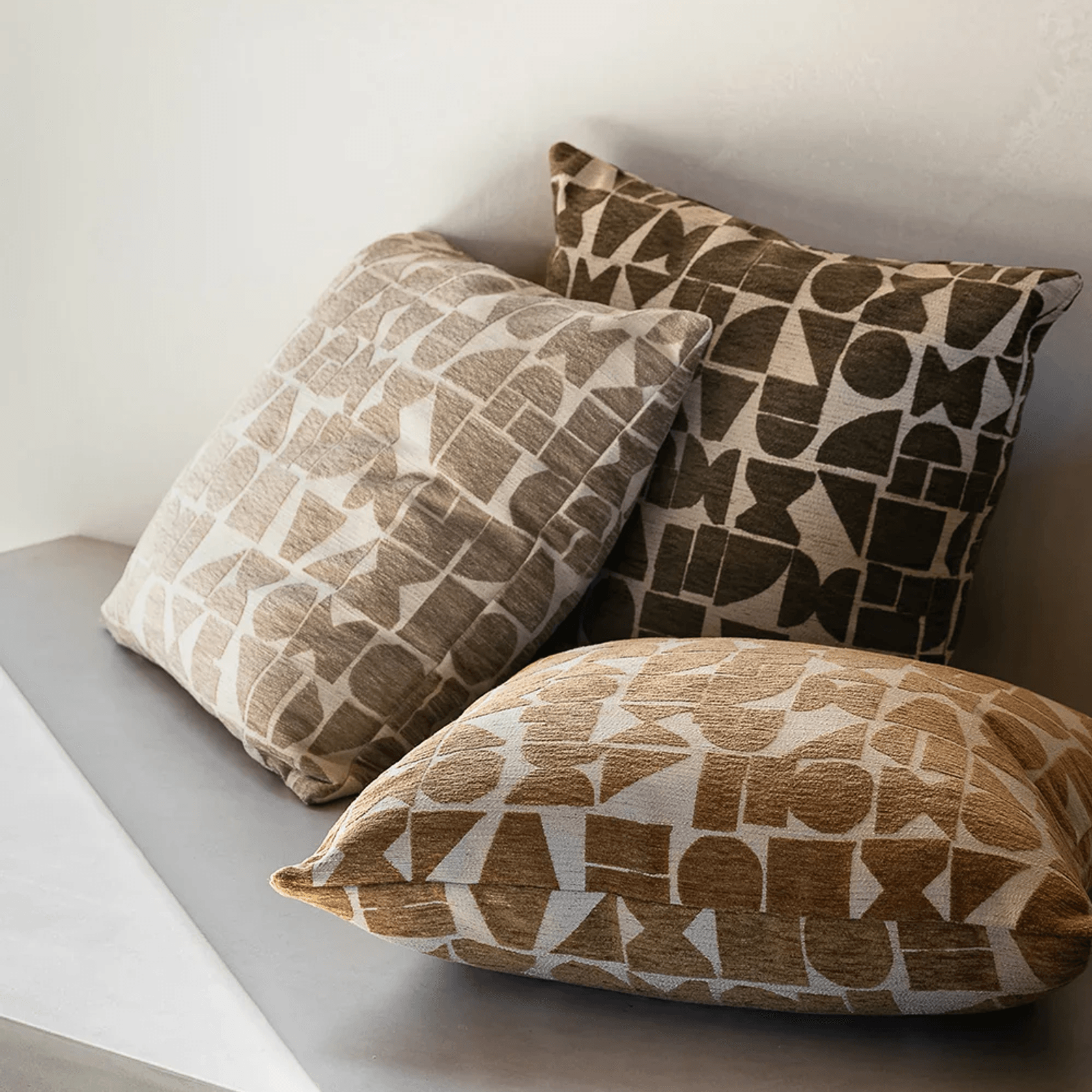 Baya Miller Cushion - Mushroom | Geometric Pattern gallery detail image
