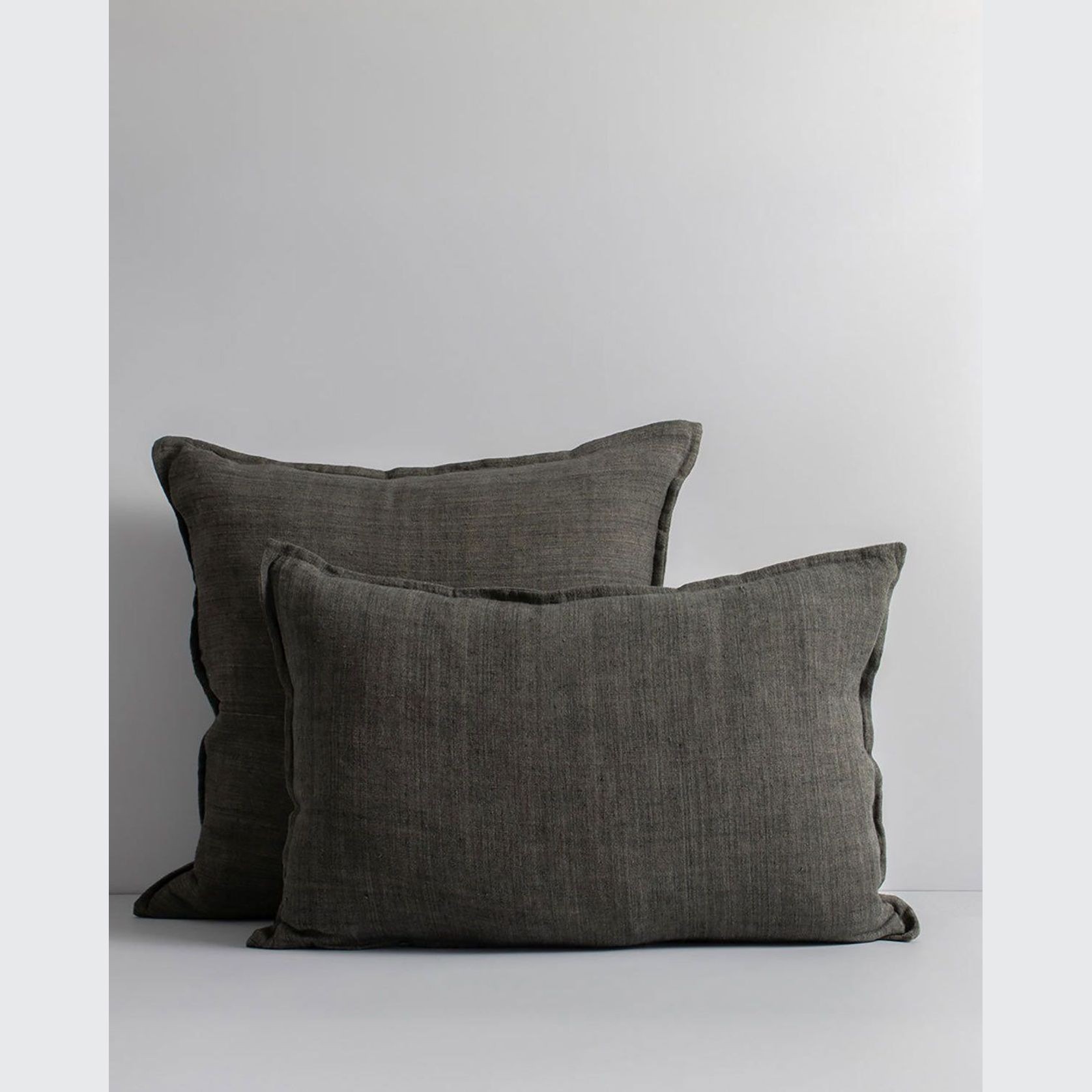 Baya Cassia Handwoven 100% Linen Cushion - Nori | Square gallery detail image