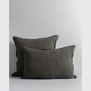 Baya Cassia Handwoven 100% Linen Cushion - Nori | Square gallery detail image