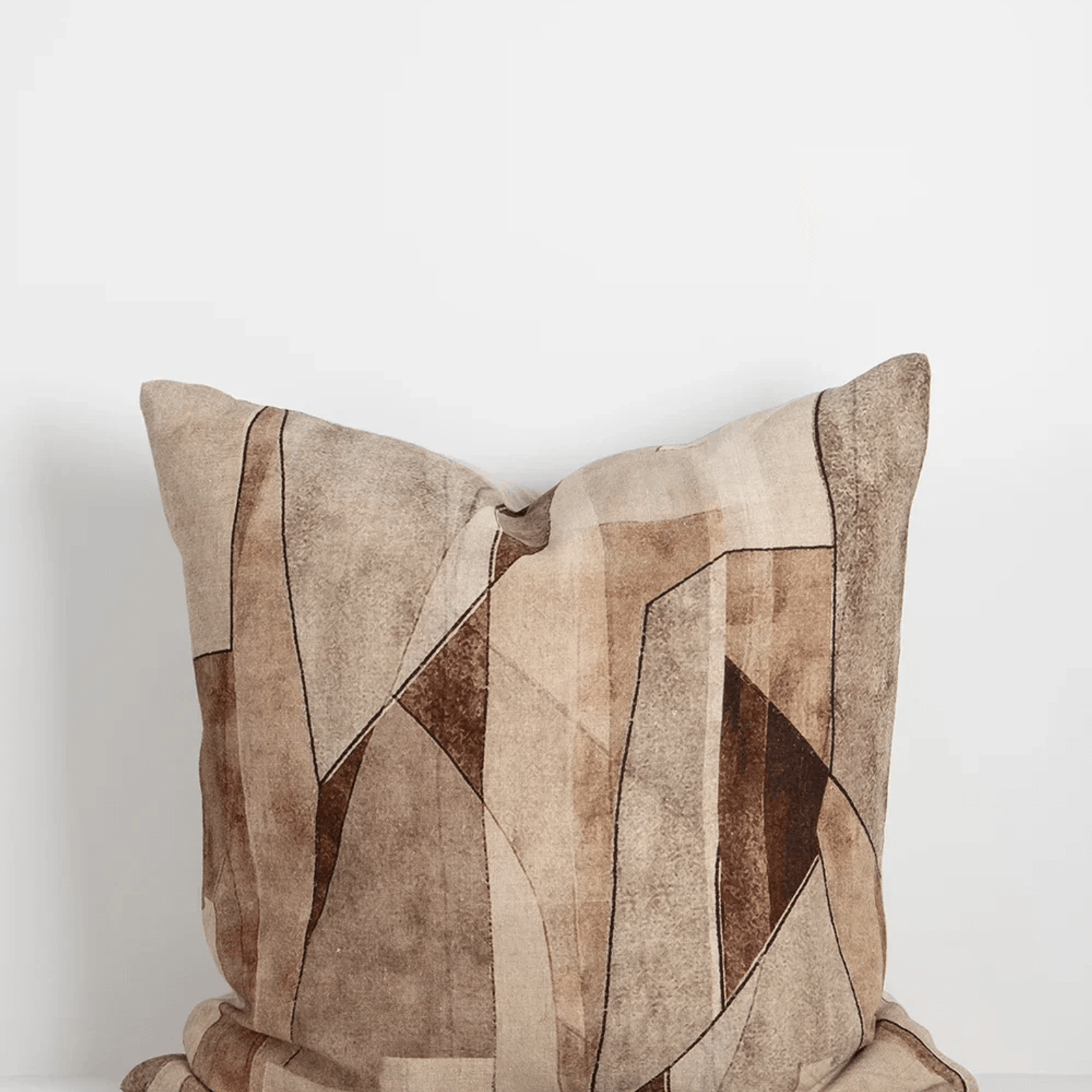 Baya Grove Linen Cushion - Brick | Abstract Print gallery detail image