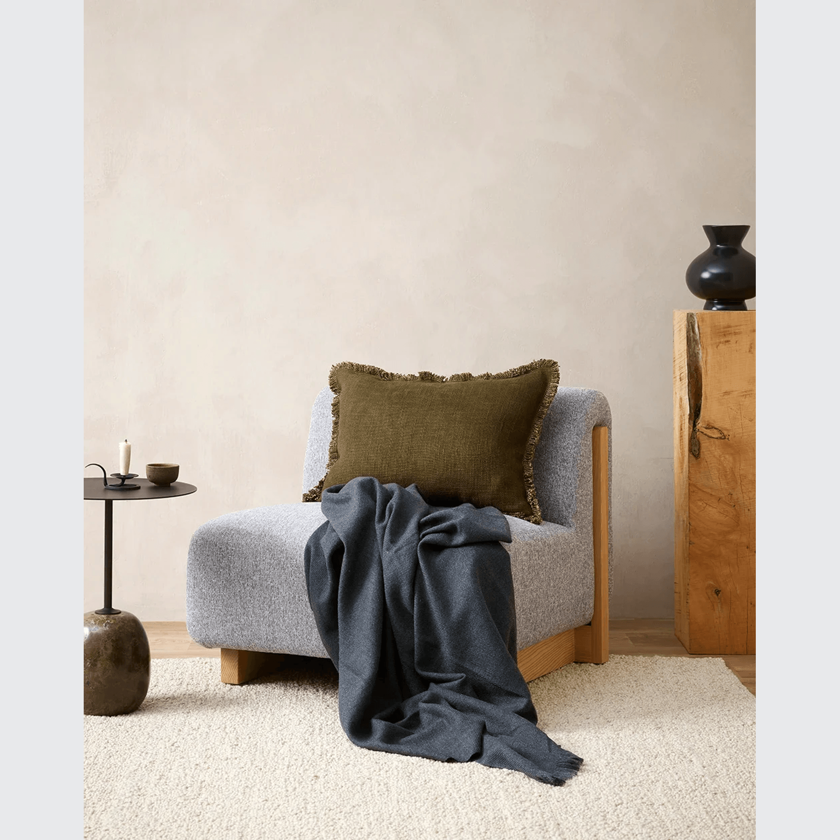 Baya Dover Cushion - Leaf | Lumbar with Fringe gallery detail image