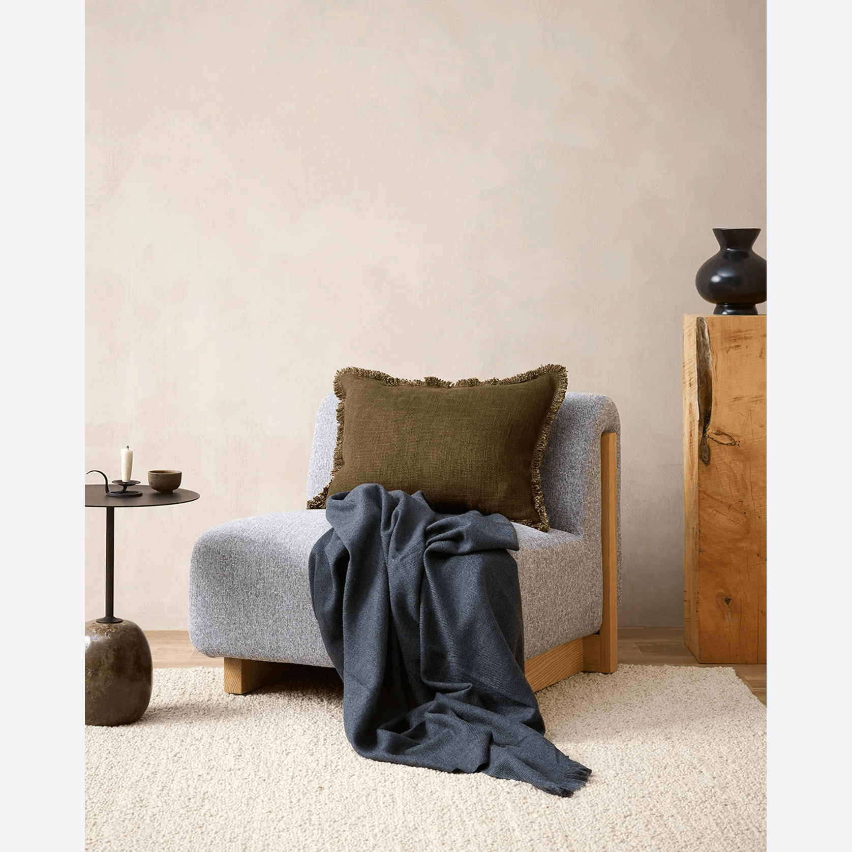 Baya Dover Cushion - Leaf | Lumbar with Fringe gallery detail image