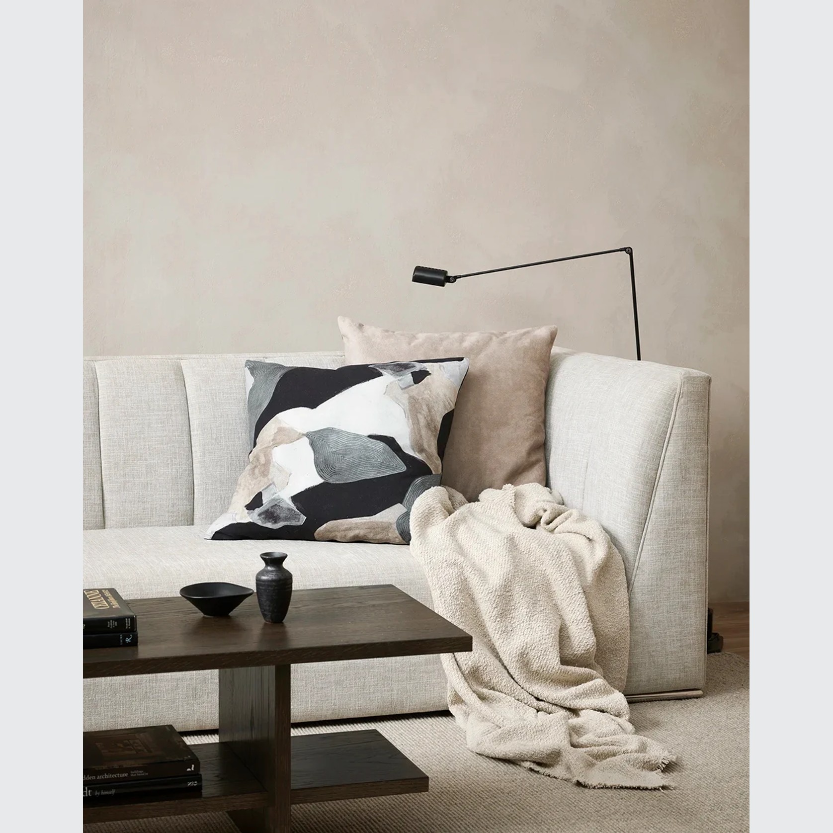 Baya Aalto Cushion - Mist | Abstract Print | 55 x 55cm gallery detail image
