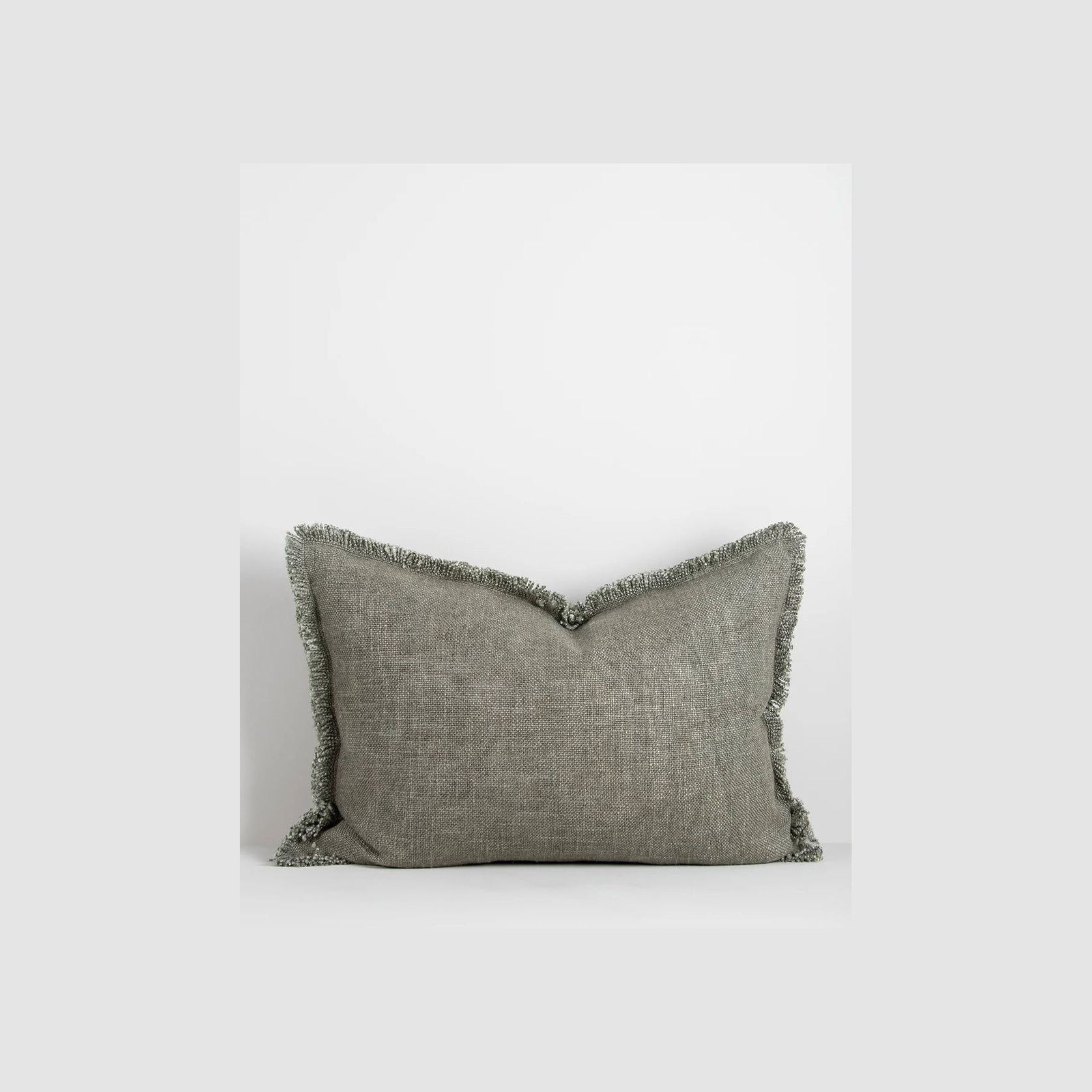 Baya Dover Cushion - Sage | Lumbar with Fringe gallery detail image