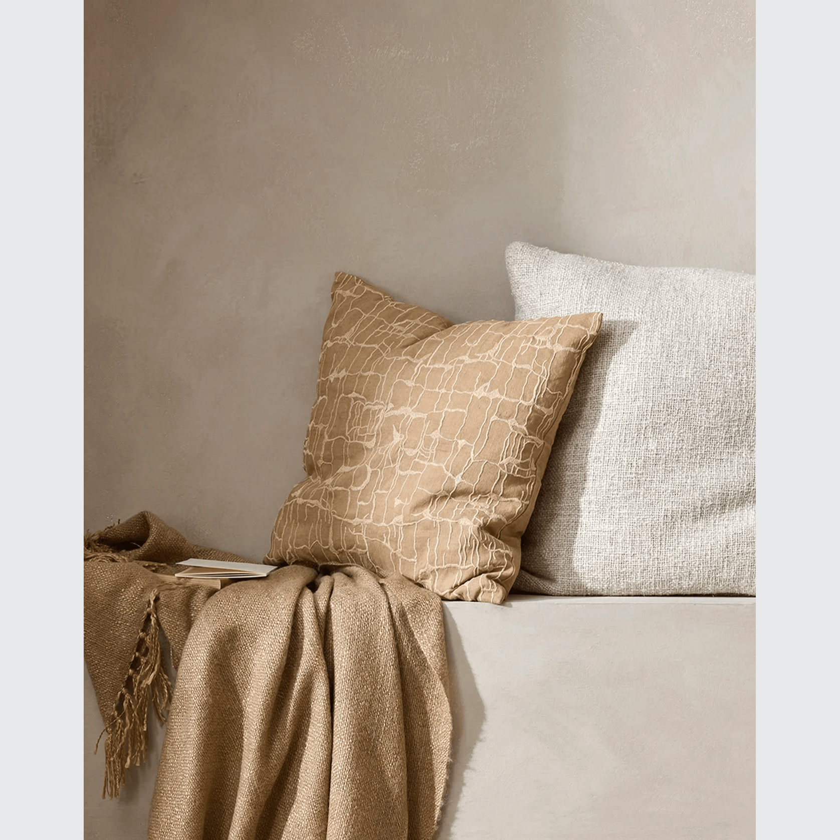 Baya Triton Cushion - Stone | 100% Linen gallery detail image