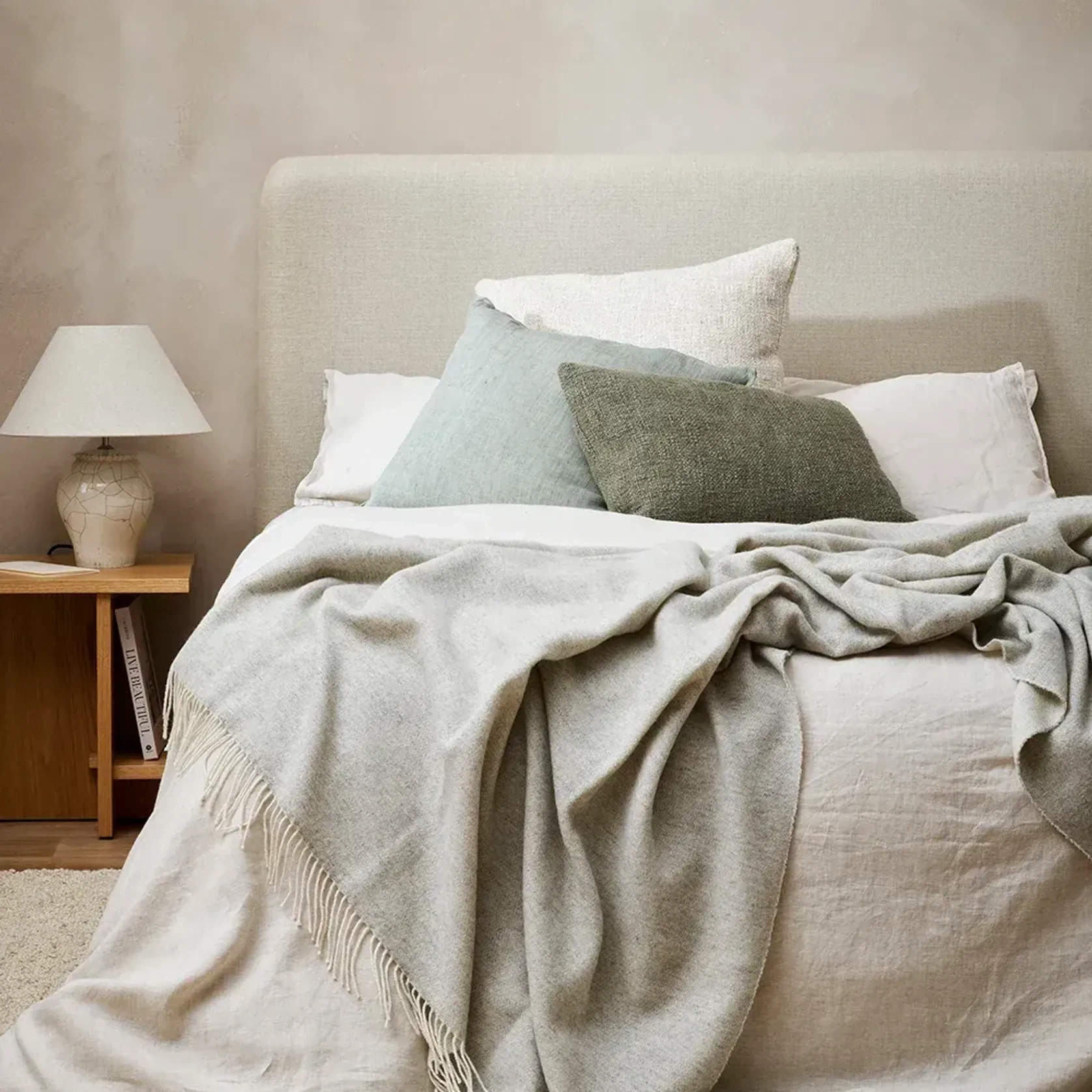 Baya Cyprian Cushion - Sage | Lumbar 40 x 60cm gallery detail image