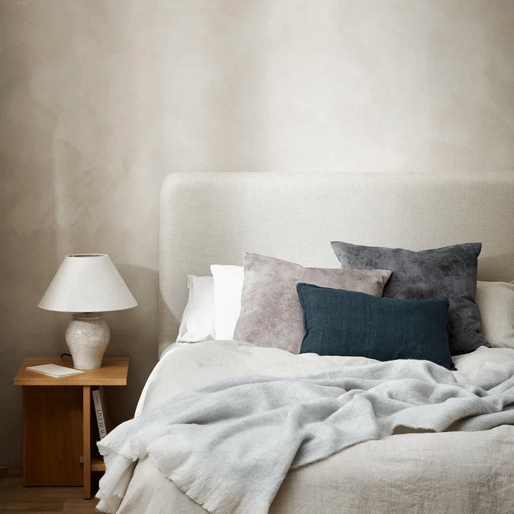 Baya Theo Velvet Cushion - Smoke | Large 60 x 60cm gallery detail image