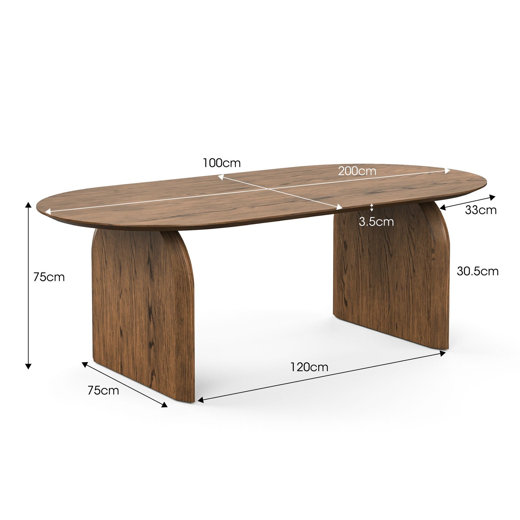 Arco 200cm Oval Dining Table | Brown Oak gallery detail image