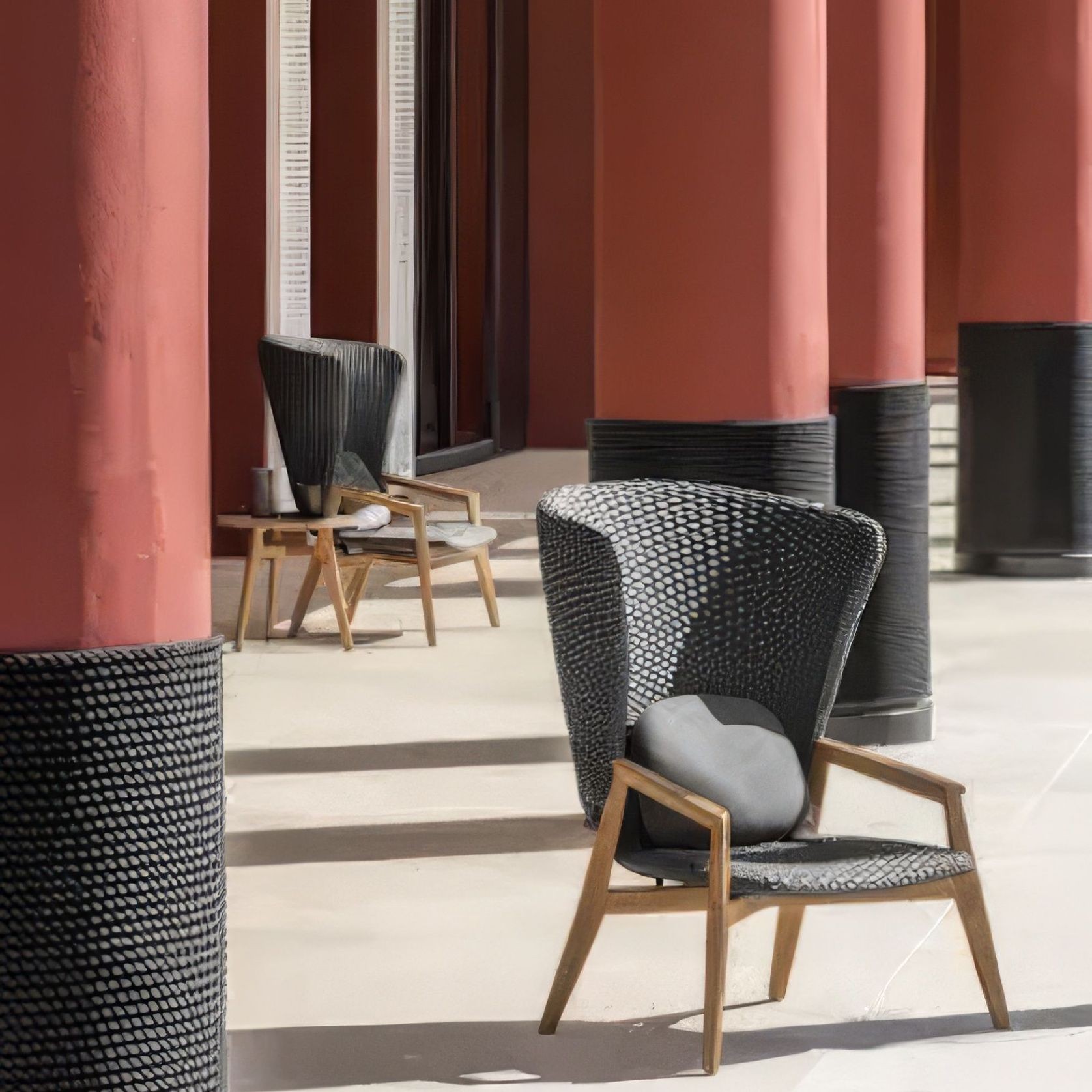 ETHIMO KNIT High-Back Lounge Armchair gallery detail image