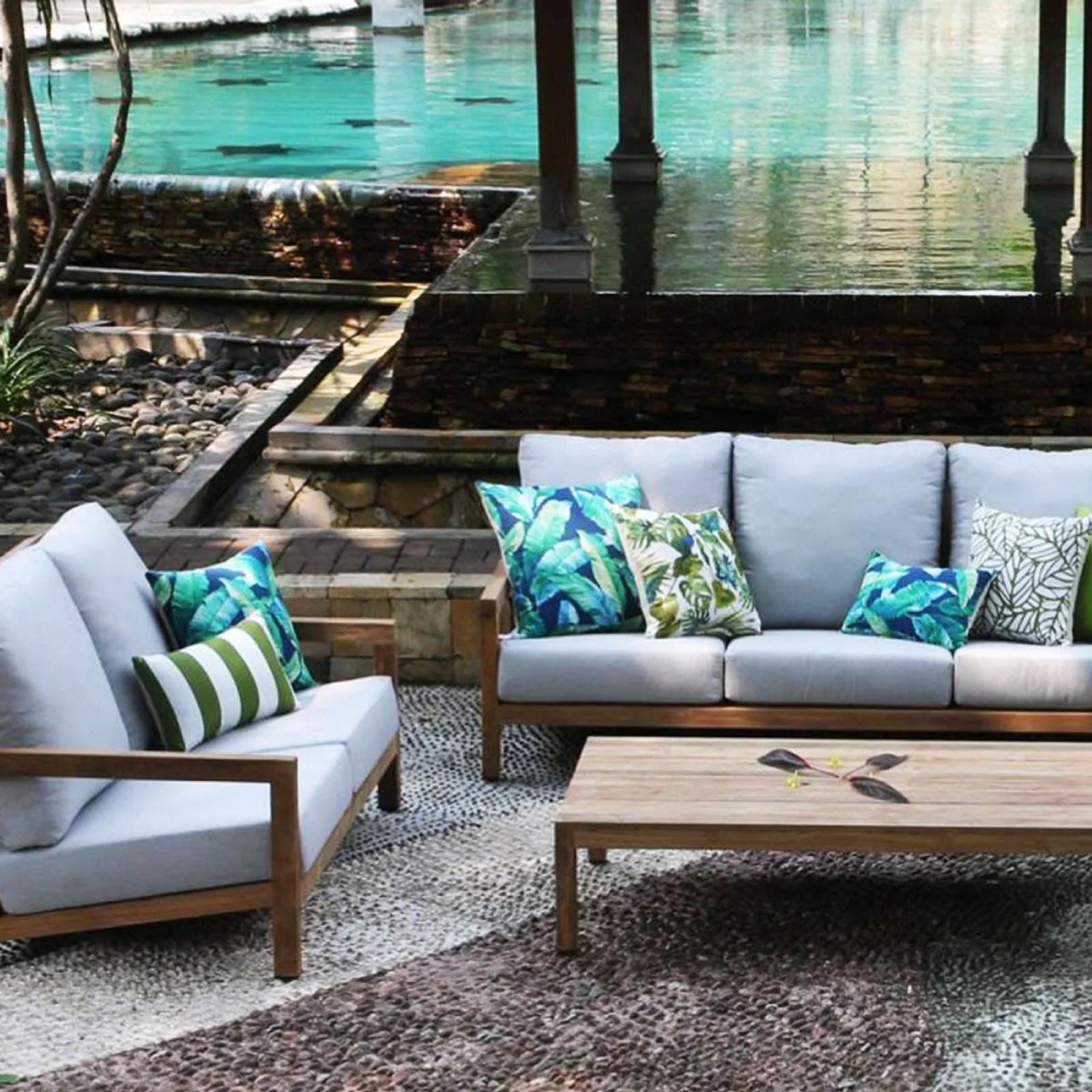 Venlo 3pc Teak Outdoor Lounge Setting gallery detail image