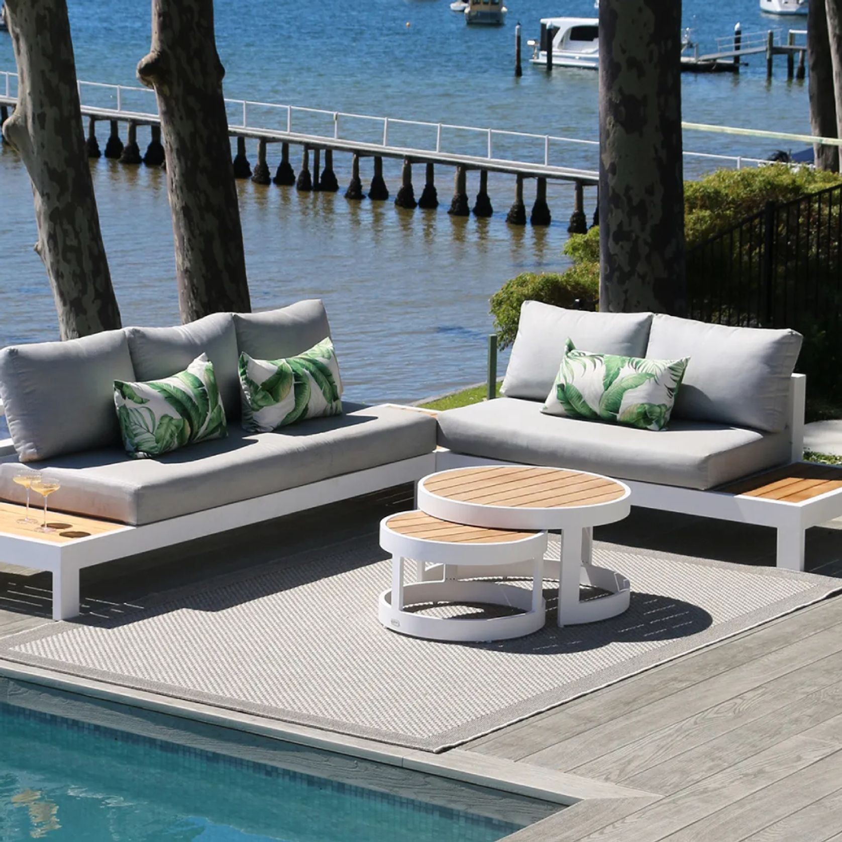 Aspen 5 Seater Outdoor Teak Platform Lounge Setting gallery detail image