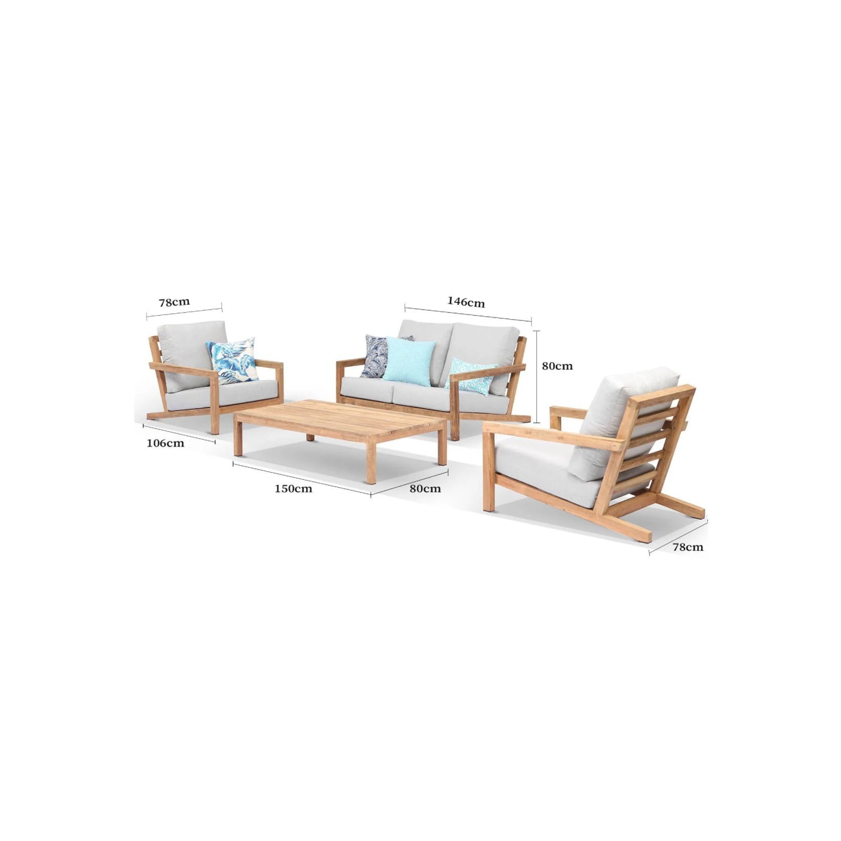 Venlo 4pc Teak Outdoor Lounge Setting gallery detail image