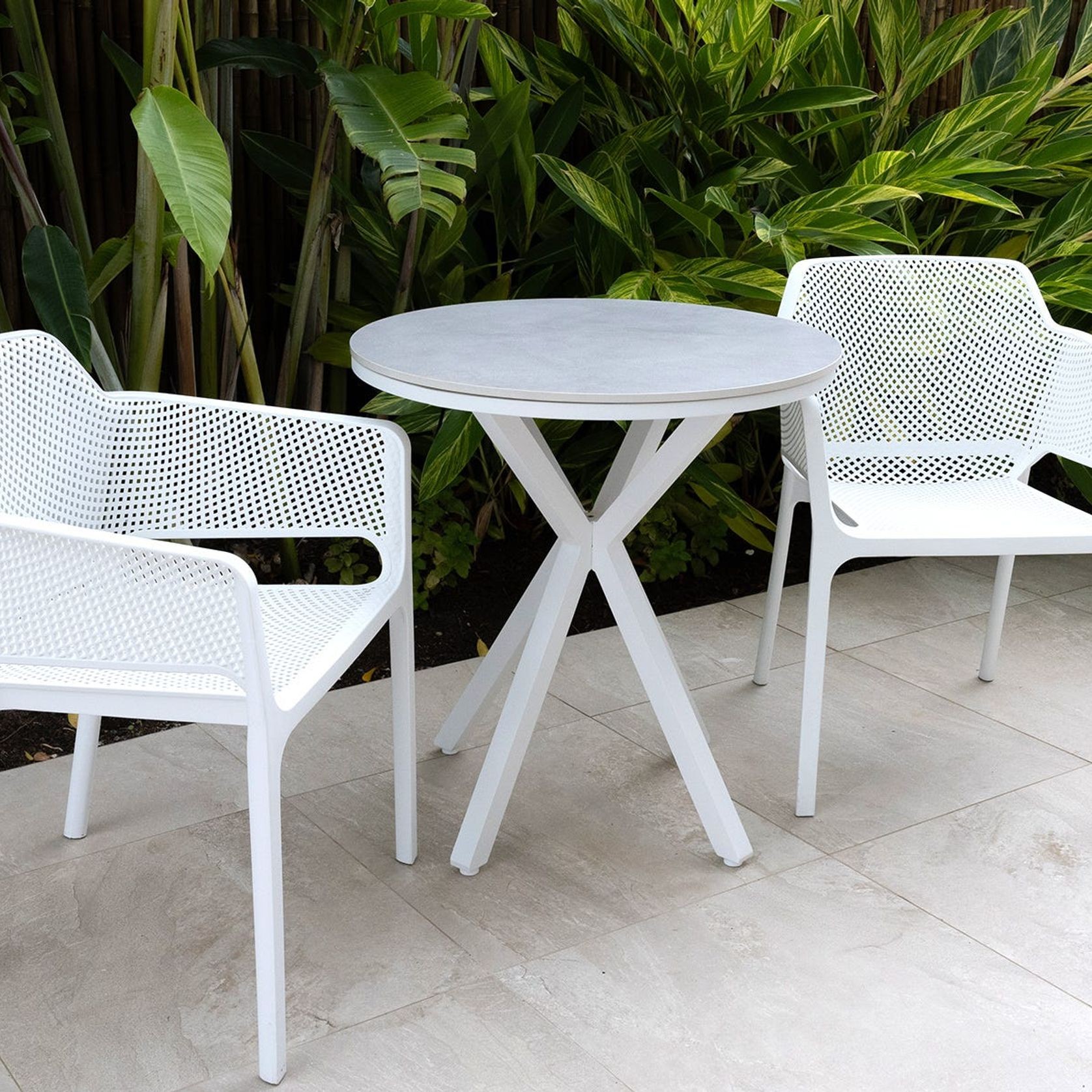 Adele Round Ceramic Table With Bailey Chairs 3pc Outdoor Dining Setting gallery detail image