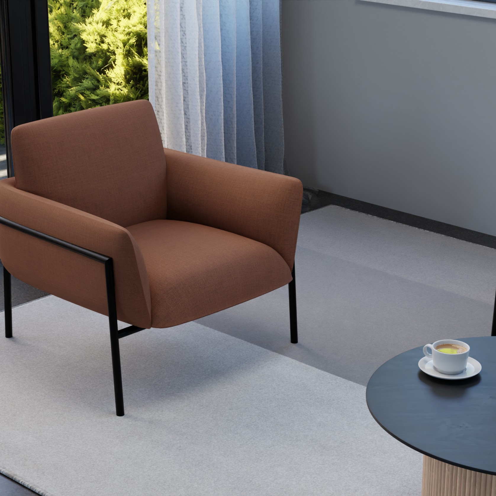 Charlie Single Seater Lounge Chair Terracotta gallery detail image
