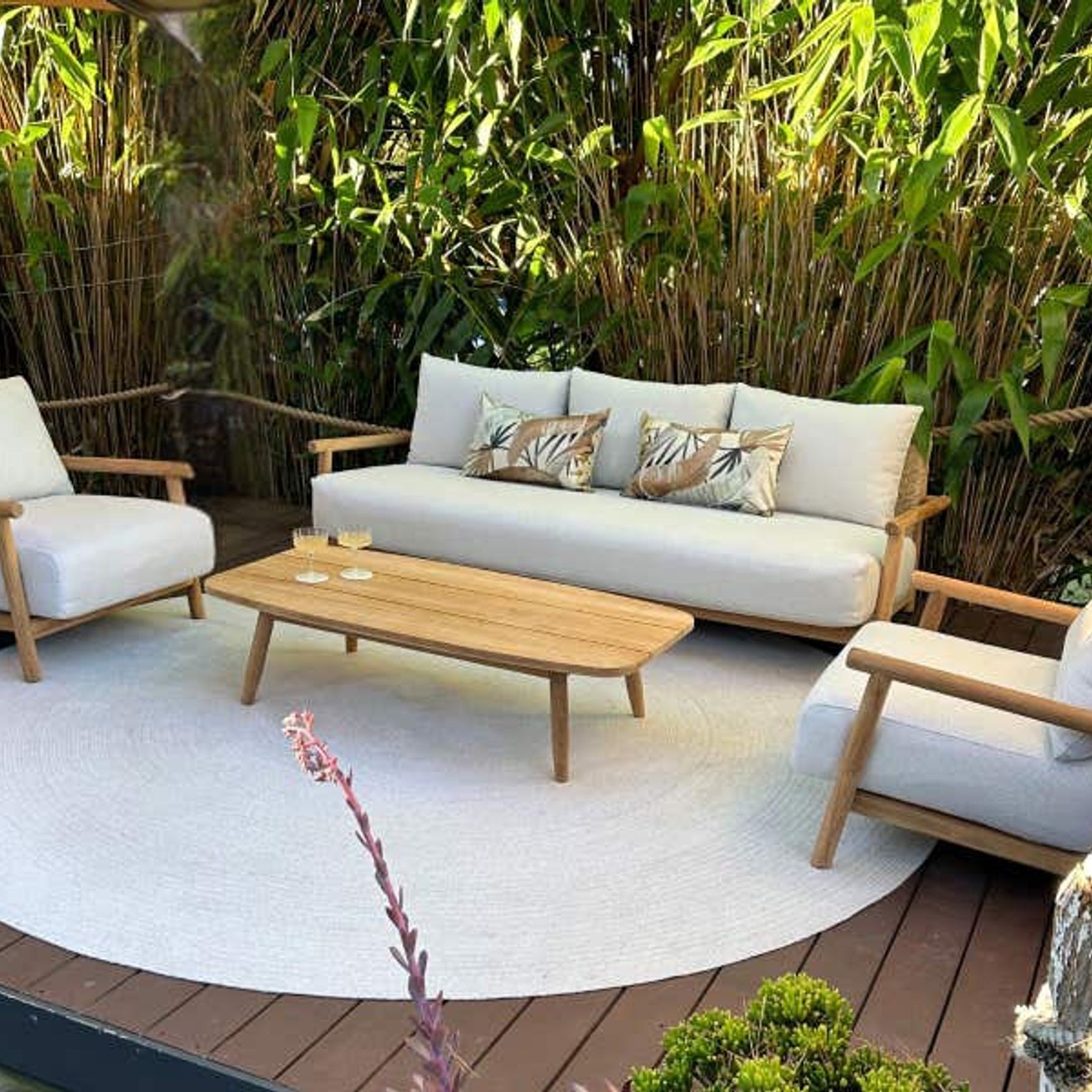 Corsica 4pc Teak Outdoor Lounge Setting gallery detail image