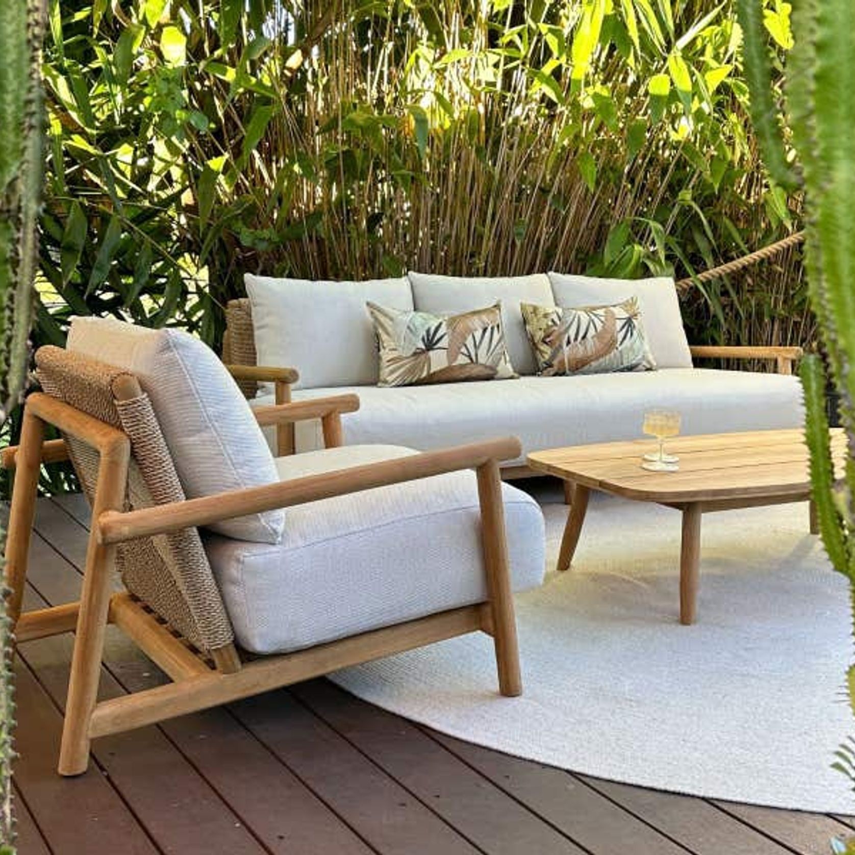 Corsica 4pc Teak Outdoor Lounge Setting gallery detail image