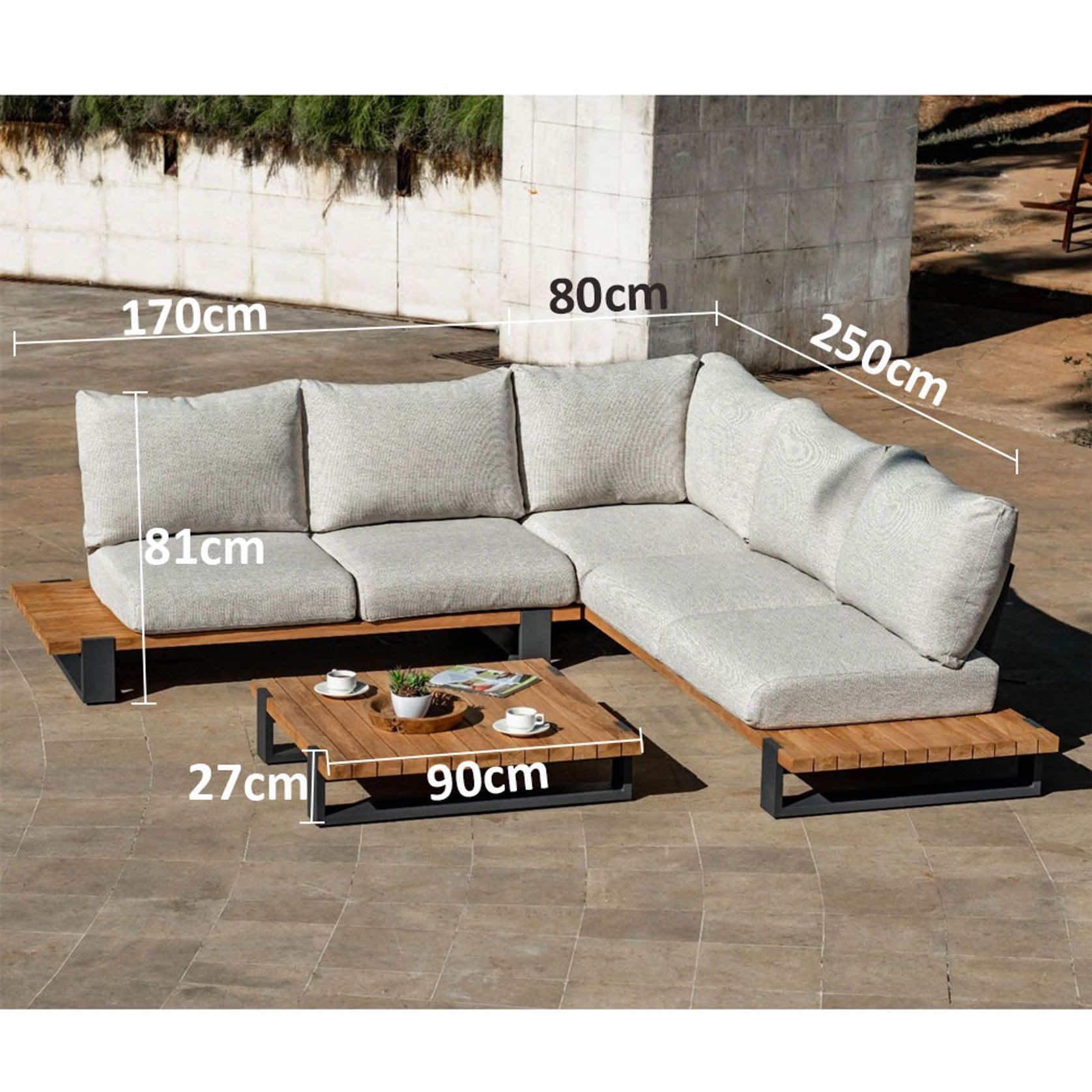 Tulum Outdoor Corner Lounge Setting With Coffee Table gallery detail image
