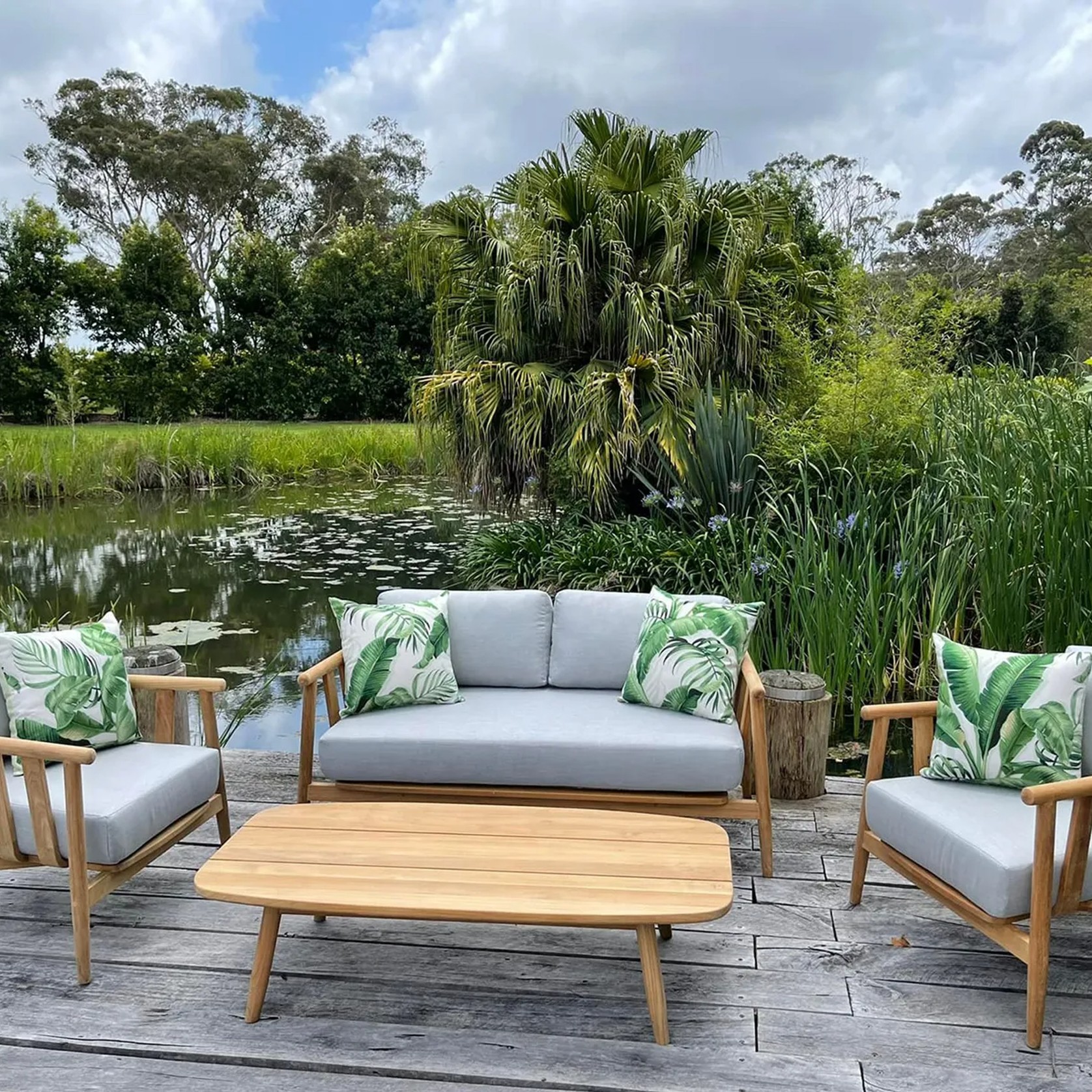 Float 4pc Teak Outdoor Lounge Setting gallery detail image