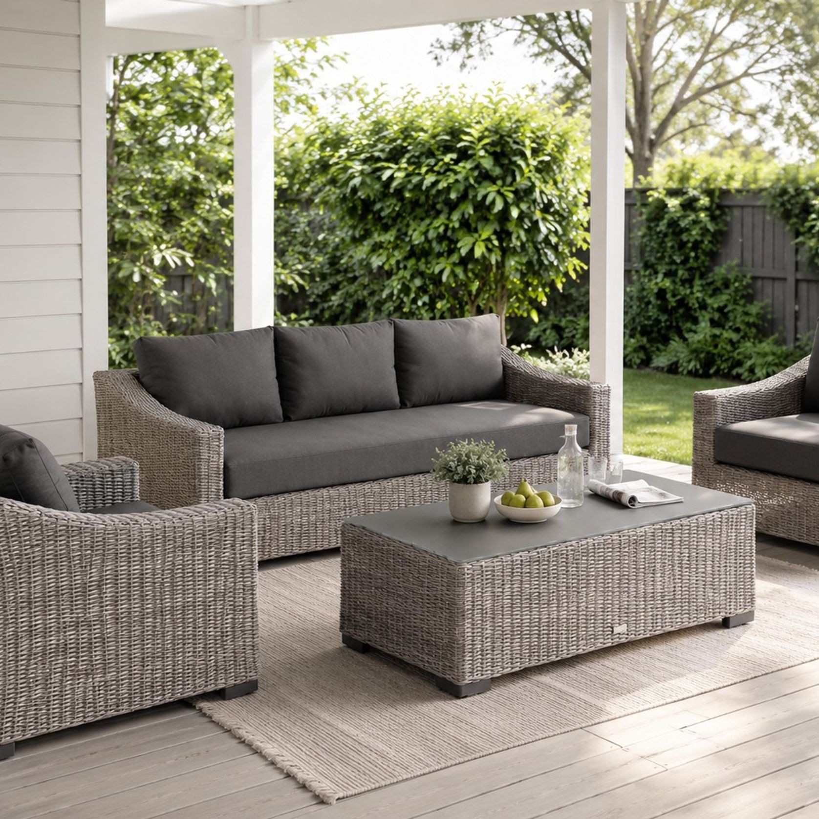 Hahei 3-Seater Lounge Set - Canvas Coal gallery detail image