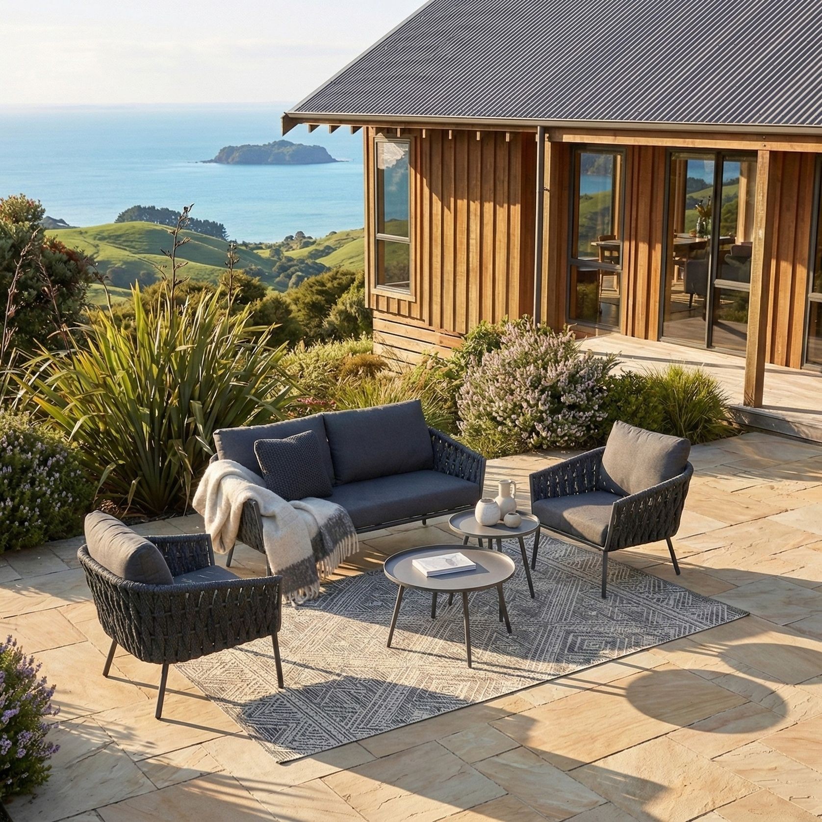 Malmo Rope 2+1+1 Lounge Set - Charcoal gallery detail image