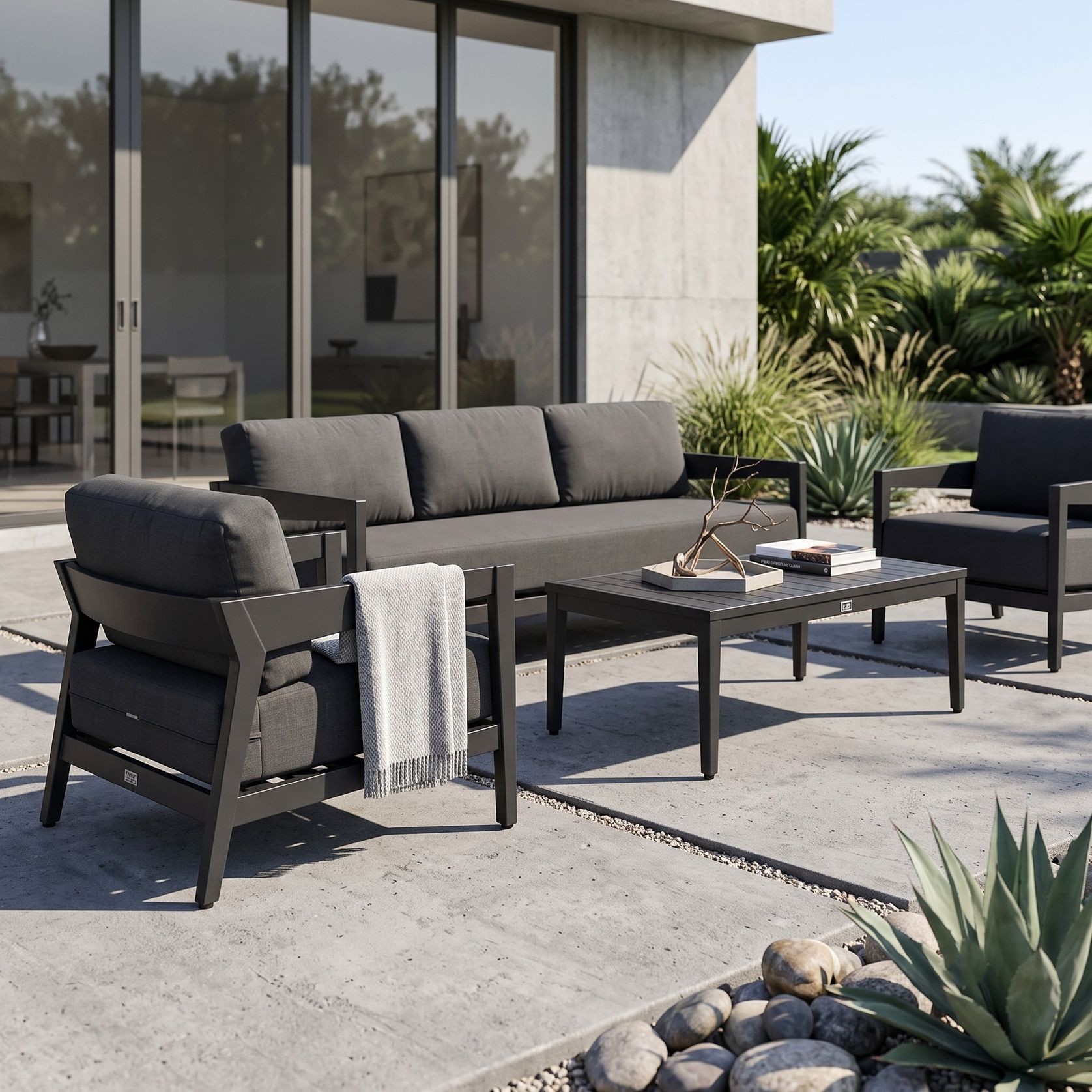 Omaha 3-Seater Lounge Set - Charcoal gallery detail image