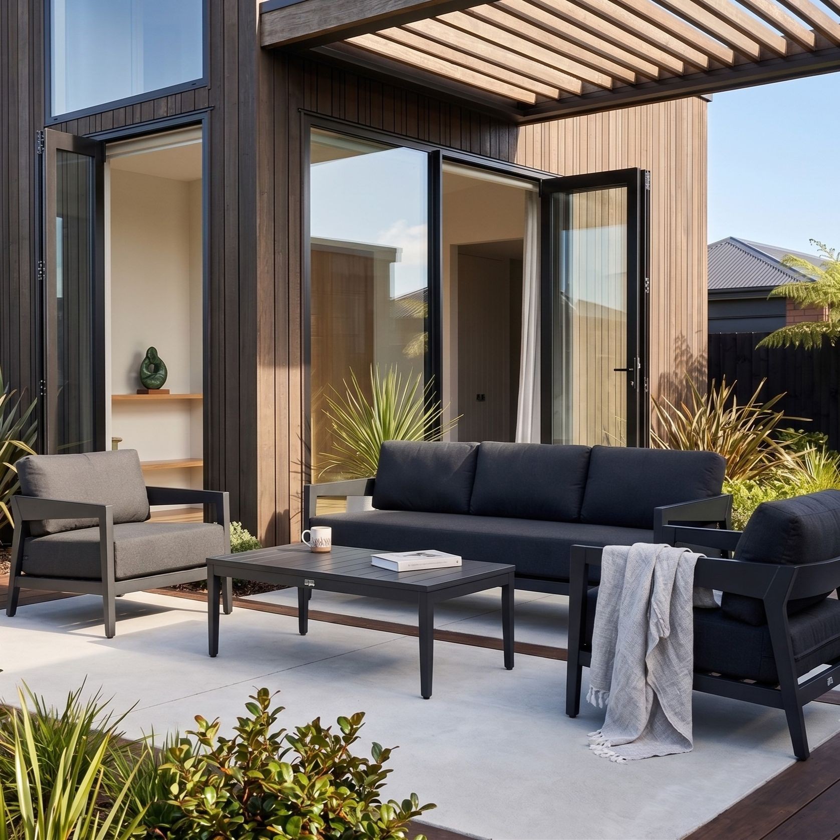 Omaha 3-Seater Lounge Set - Charcoal gallery detail image