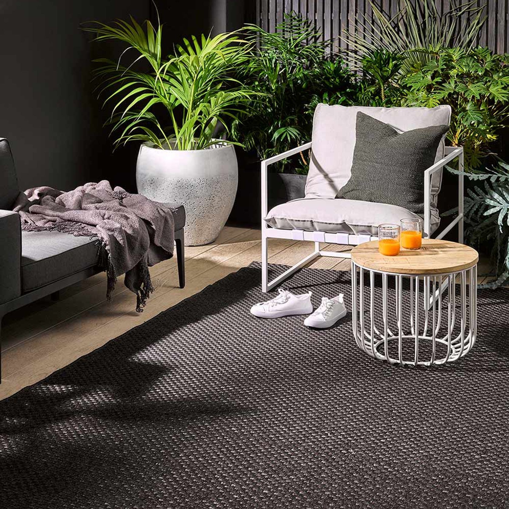 Baya Flax Outdoor Rug - Charcoal gallery detail image