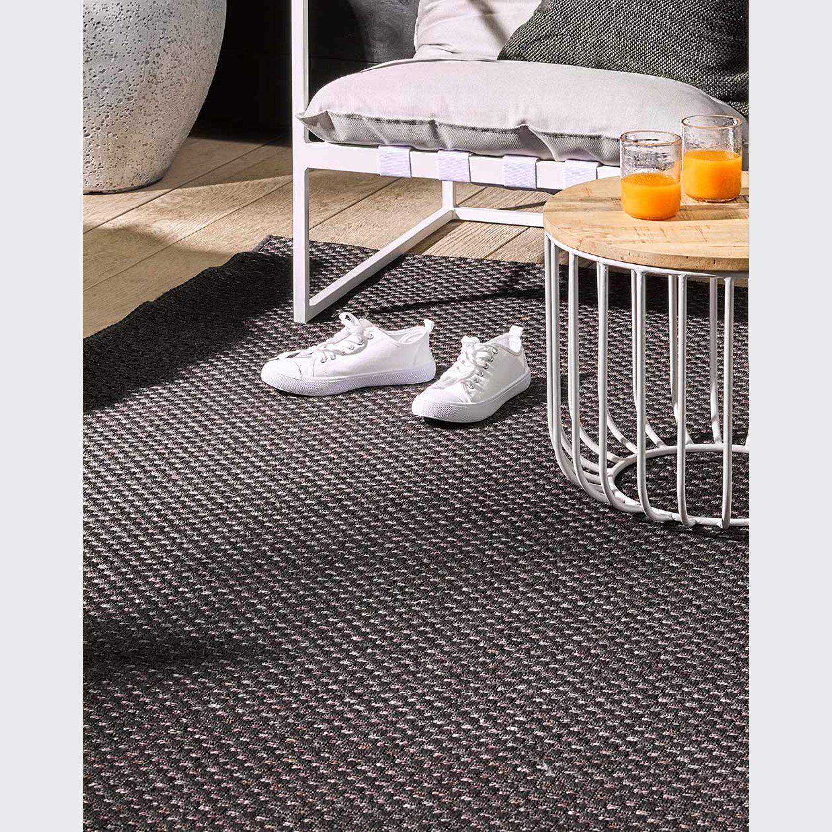 Baya Flax Outdoor Rug - Charcoal gallery detail image