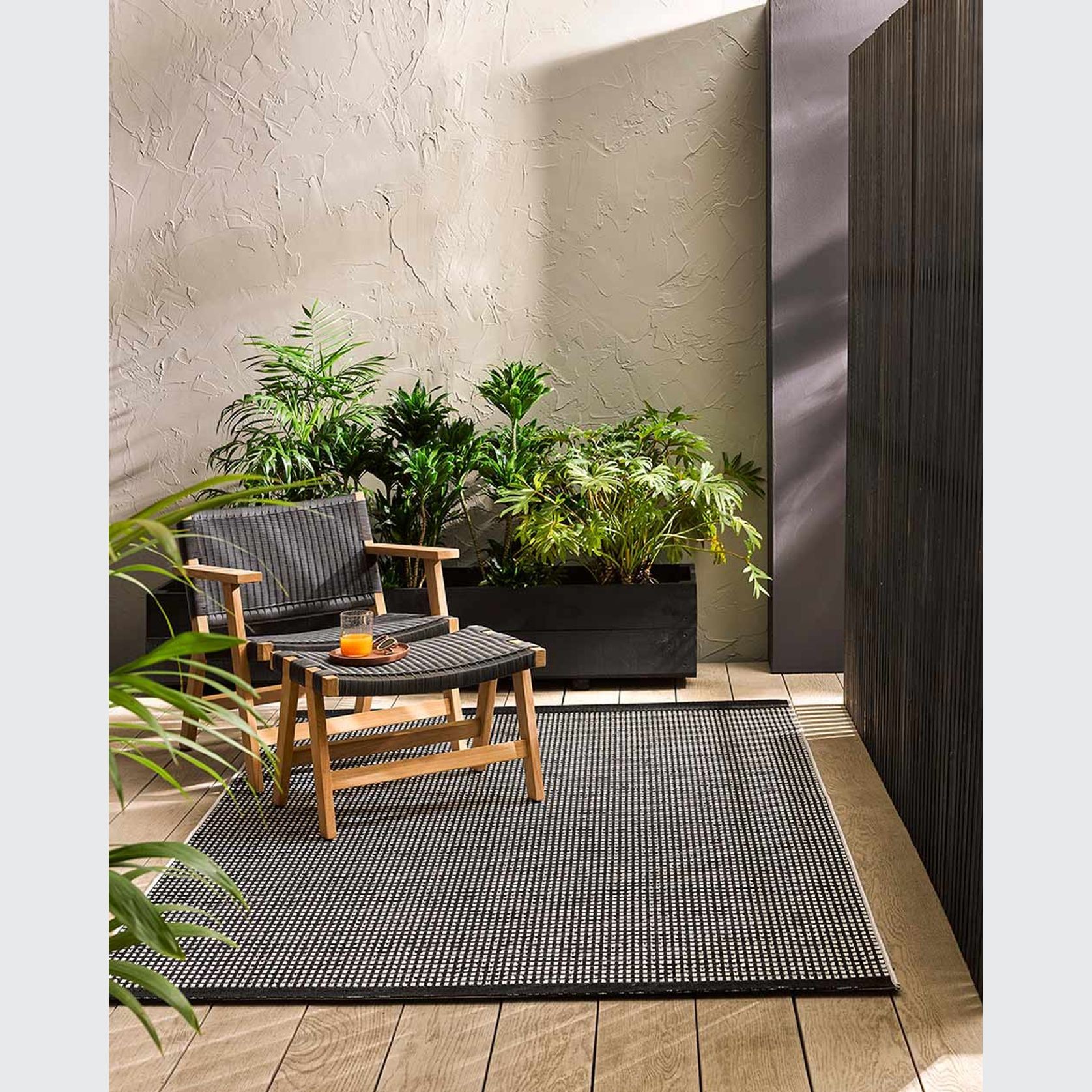 Baya Flaxseed Outdoor Rug - Graphite gallery detail image