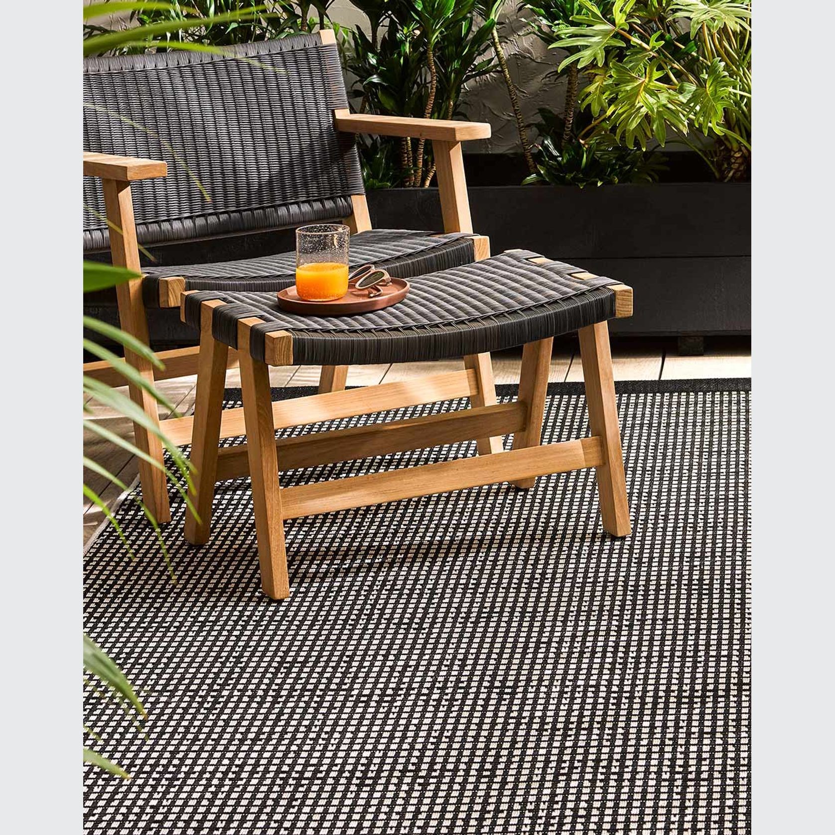 Baya Flaxseed Outdoor Rug - Graphite gallery detail image