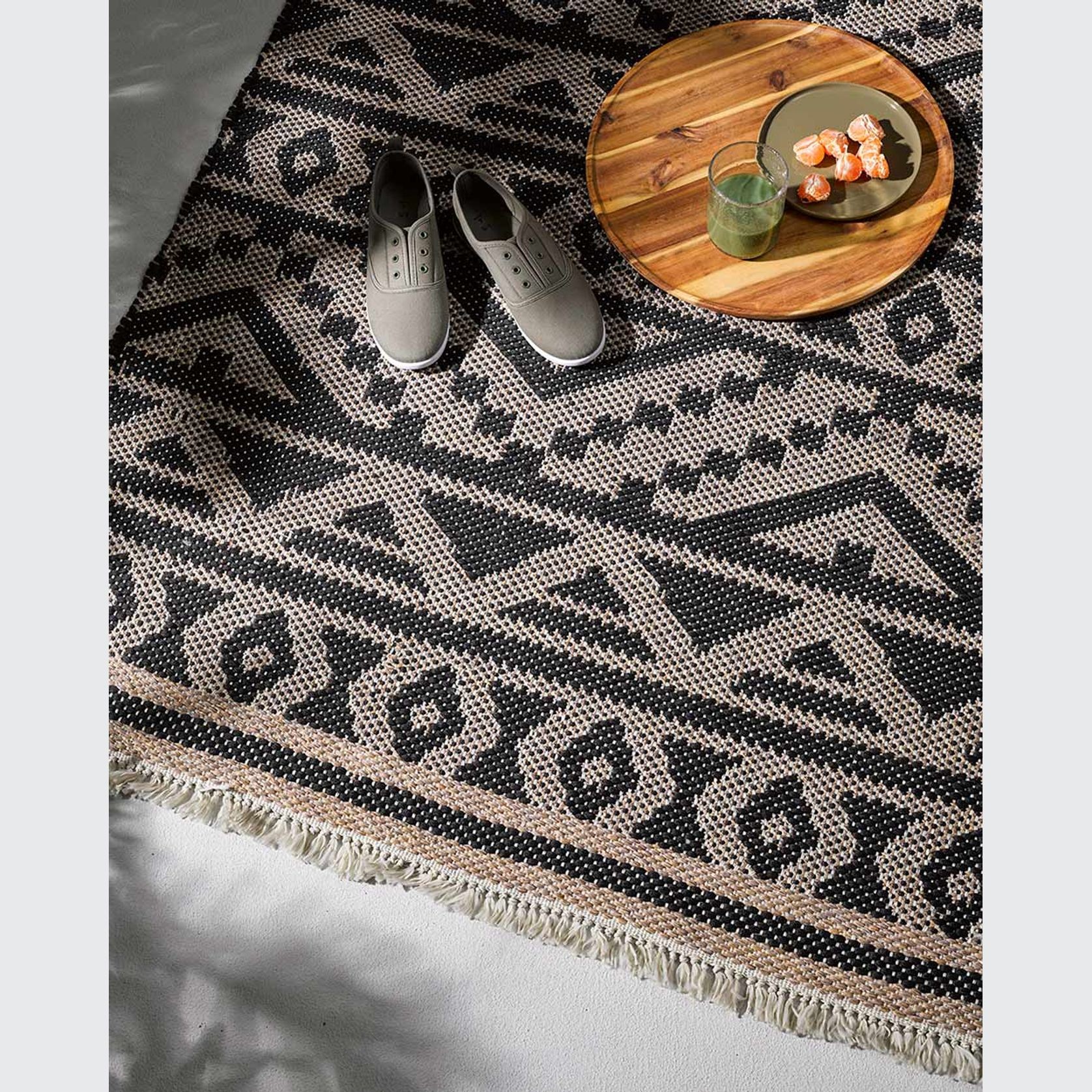 Baya Sifiso Outdoor Rug - Black/Taupe gallery detail image