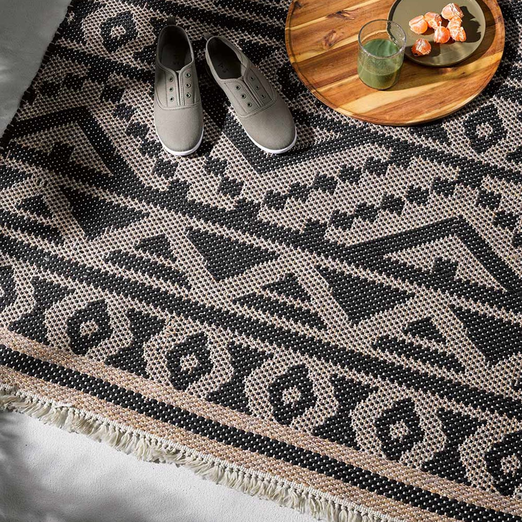 Baya Sifiso Outdoor Rug - Black/Taupe gallery detail image