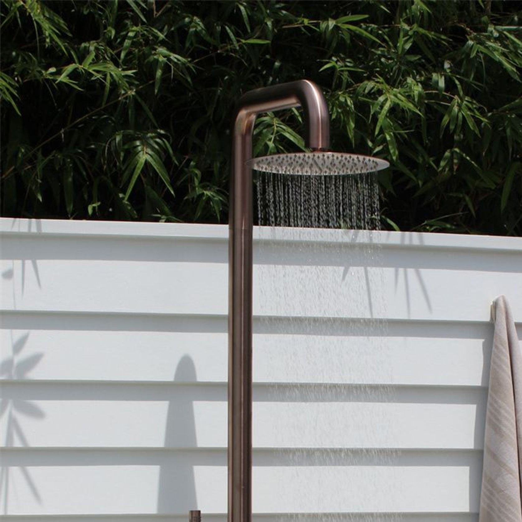 Zen SS316L Outdoor Freestanding Shower Column | Brushed Bronze gallery detail image