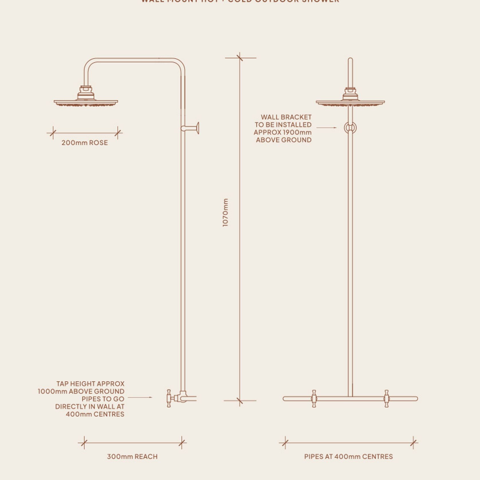 Noosa Wall Mount Outdoor Shower | Hot+Cold | Black gallery detail image